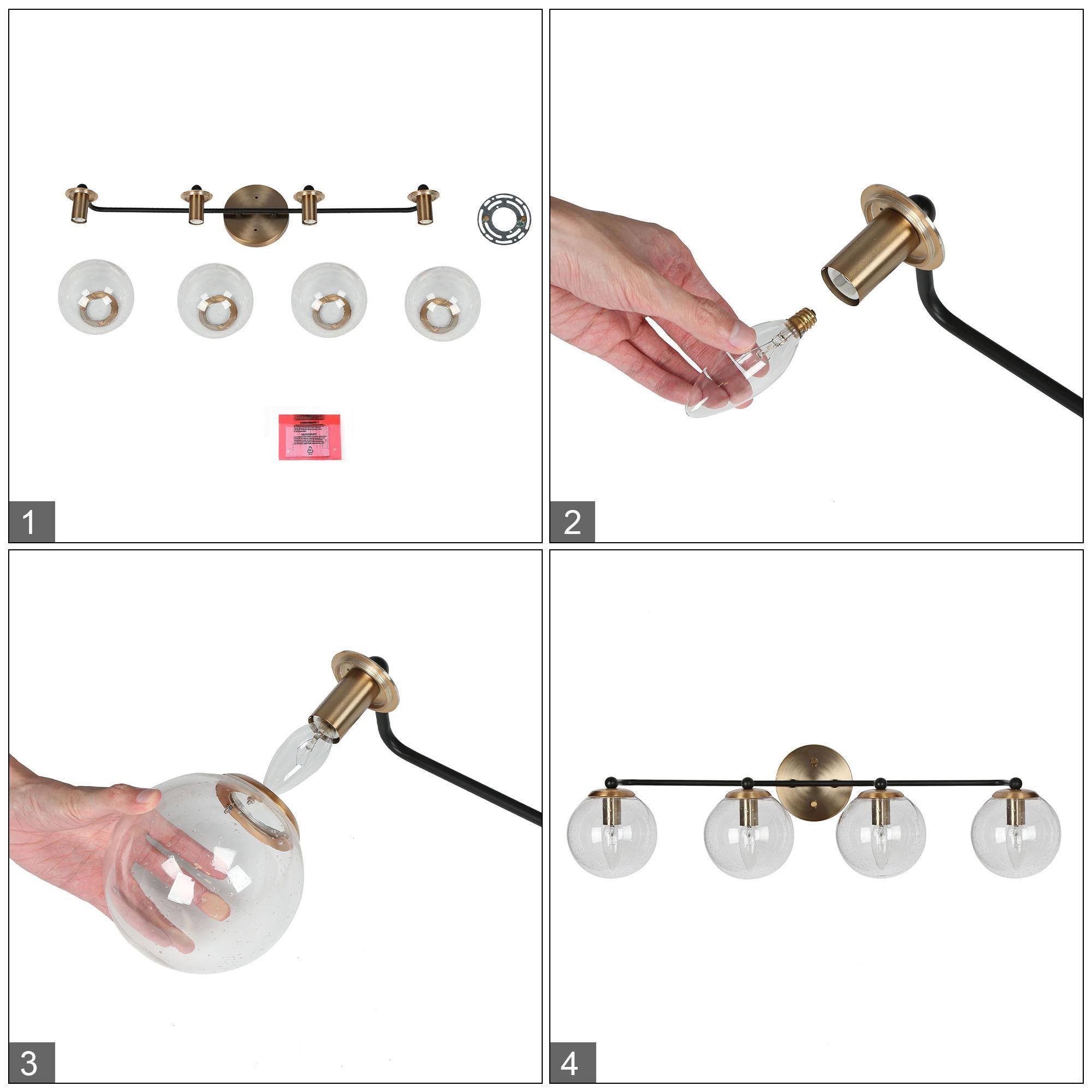 ZEVNI Medea 30-in 4 Light Satin Gold Transitional Bathroom Vanity light - Image 14