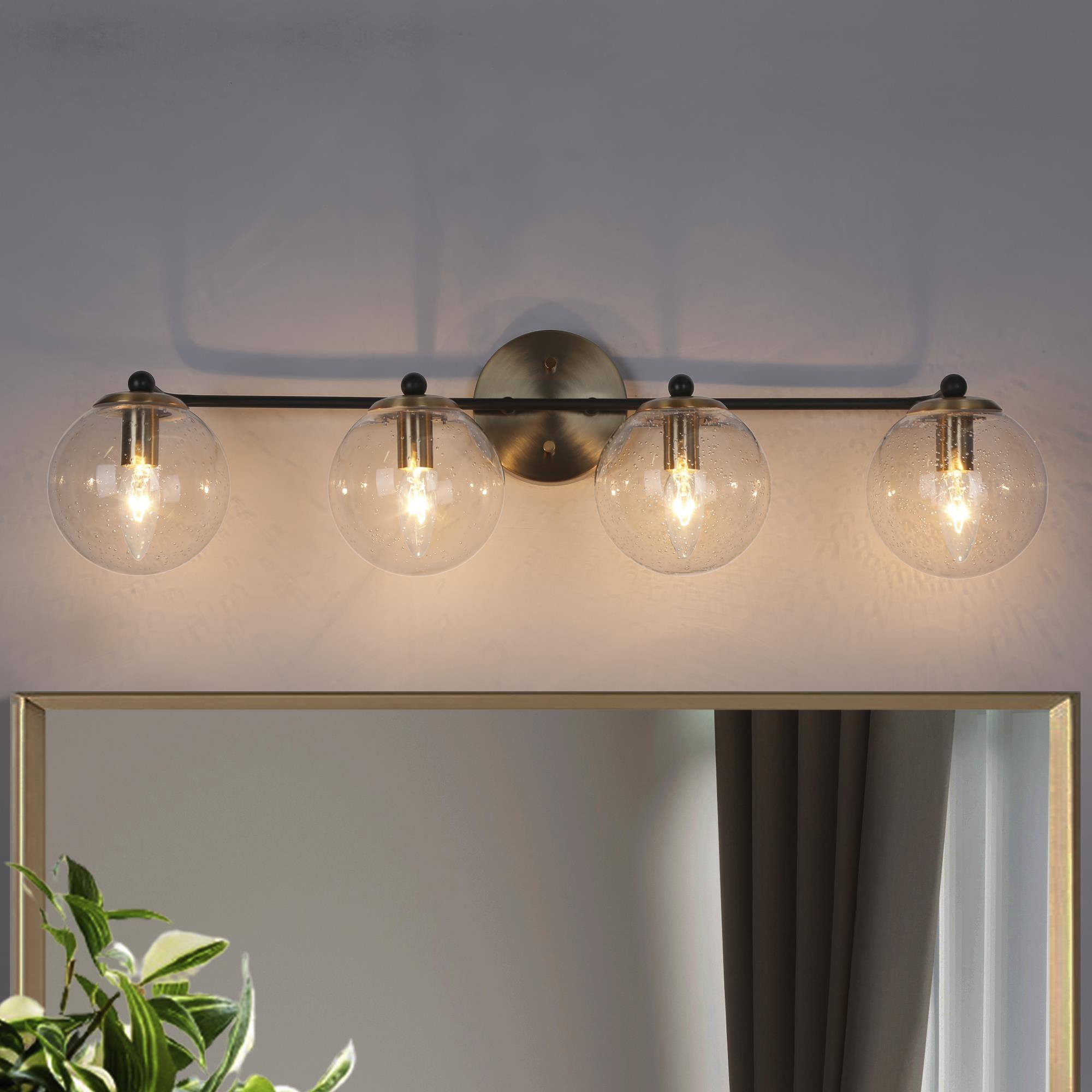 ZEVNI Medea 30-in 4 Light Satin Gold Transitional Bathroom Vanity light - Image 13
