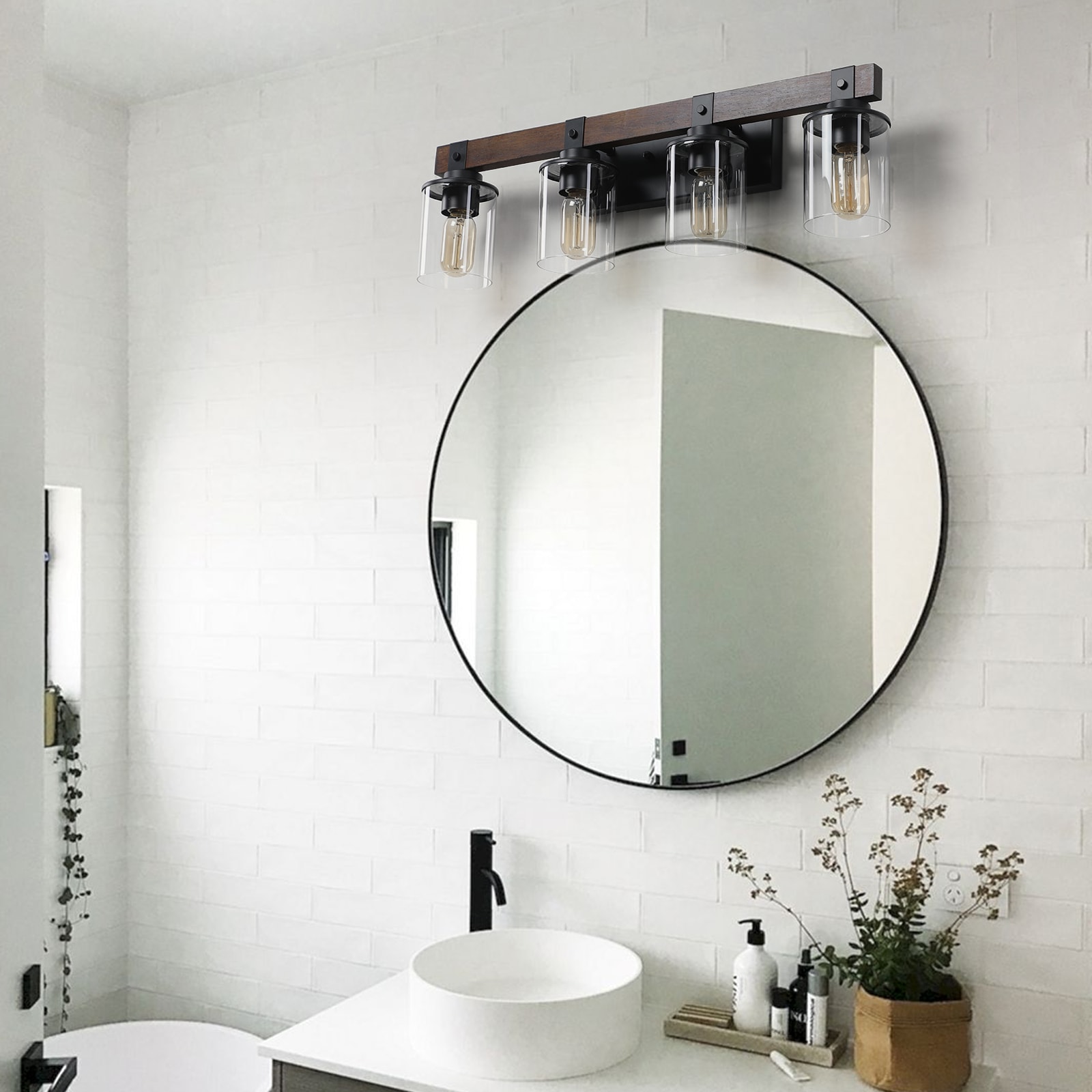 AAZJ Vanity Light 27.2-in 4 Light Multiple finishes Black Modern/contemporary Bathroom Vanity light - Image 6