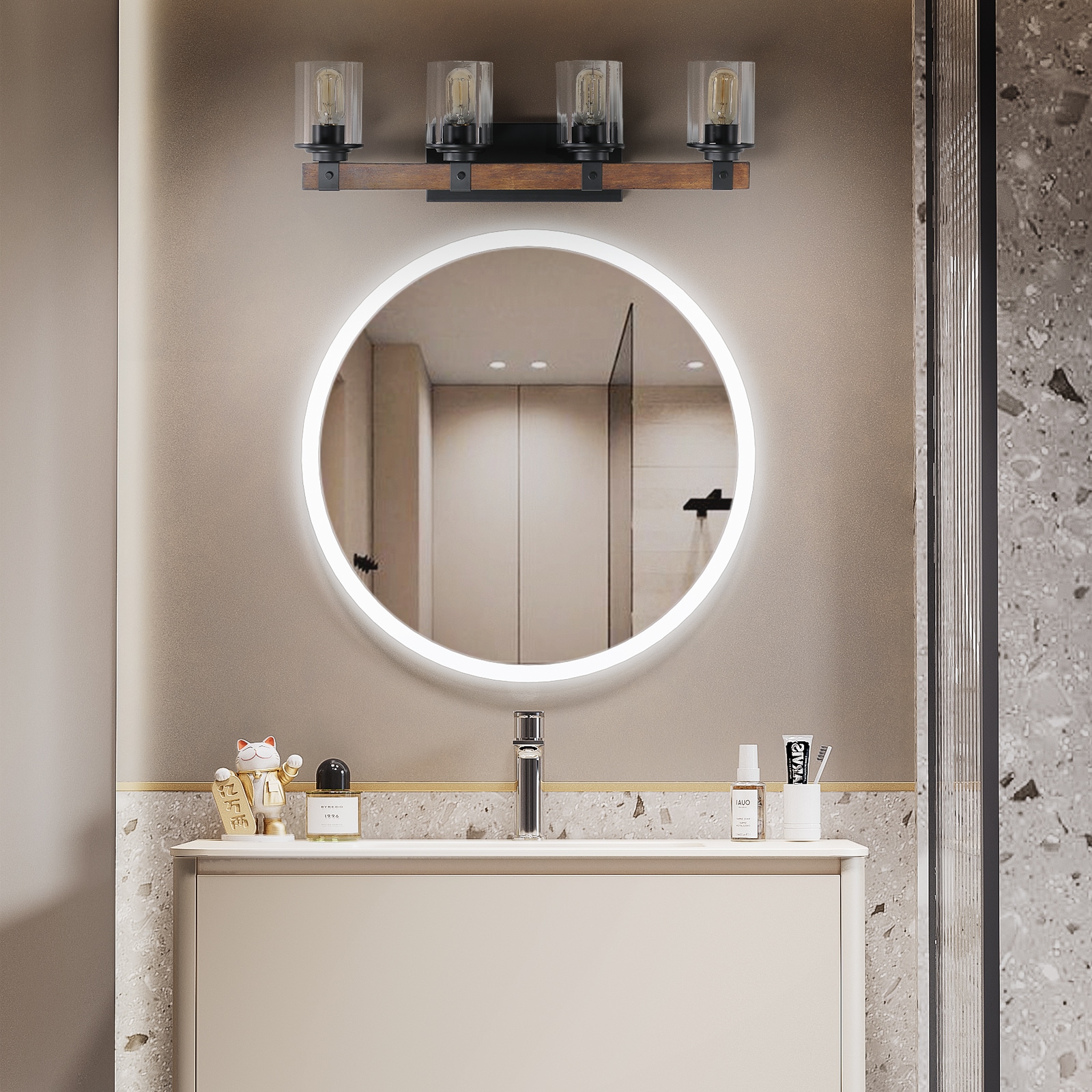 AAZJ Vanity Light 27.2-in 4 Light Multiple finishes Black Modern/contemporary Bathroom Vanity light - Image 5