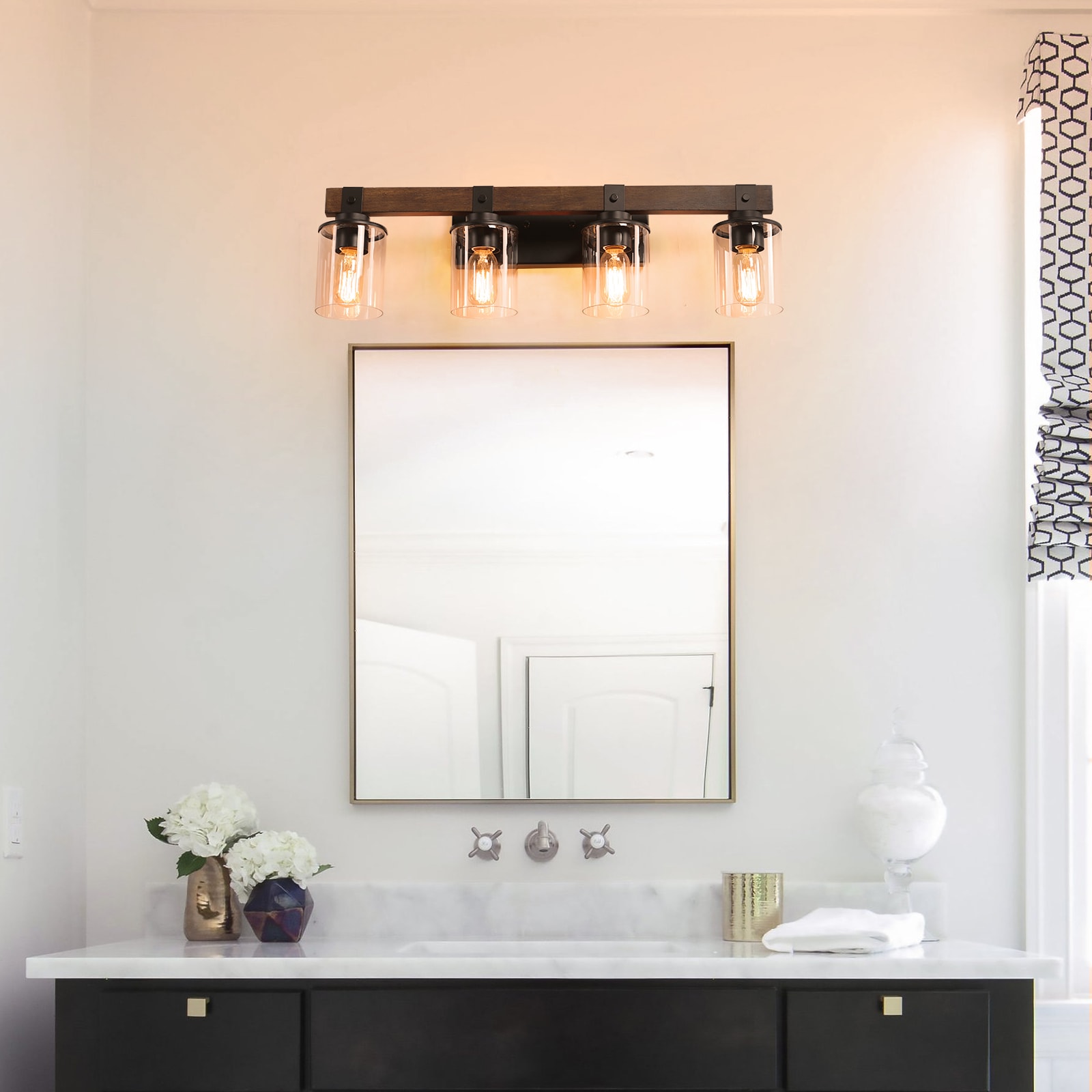 AAZJ Vanity Light 27.2-in 4 Light Multiple finishes Black Modern/contemporary Bathroom Vanity light - Image 2
