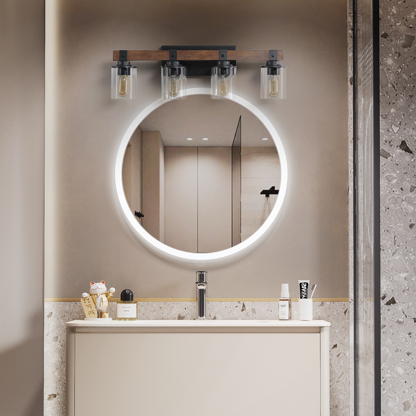 AAZJ Vanity Light 27.2-in 4 Light Multiple finishes Black Modern/contemporary Bathroom Vanity light - Image 4