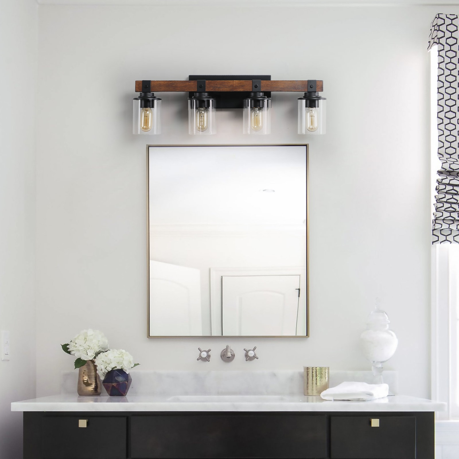 AAZJ Vanity Light 27.2-in 4 Light Multiple finishes Black Modern/contemporary Bathroom Vanity light - Image 3