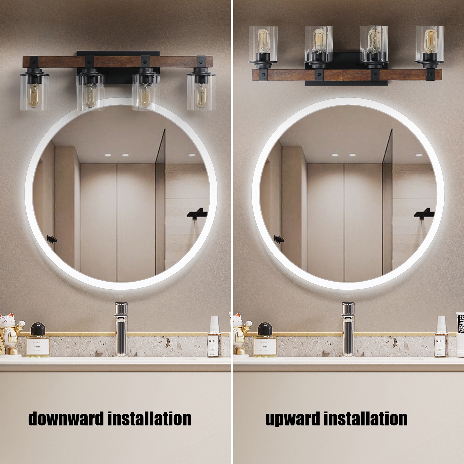 AAZJ Vanity Light 27.2-in 4 Light Multiple finishes Black Modern/contemporary Bathroom Vanity light - Image 7
