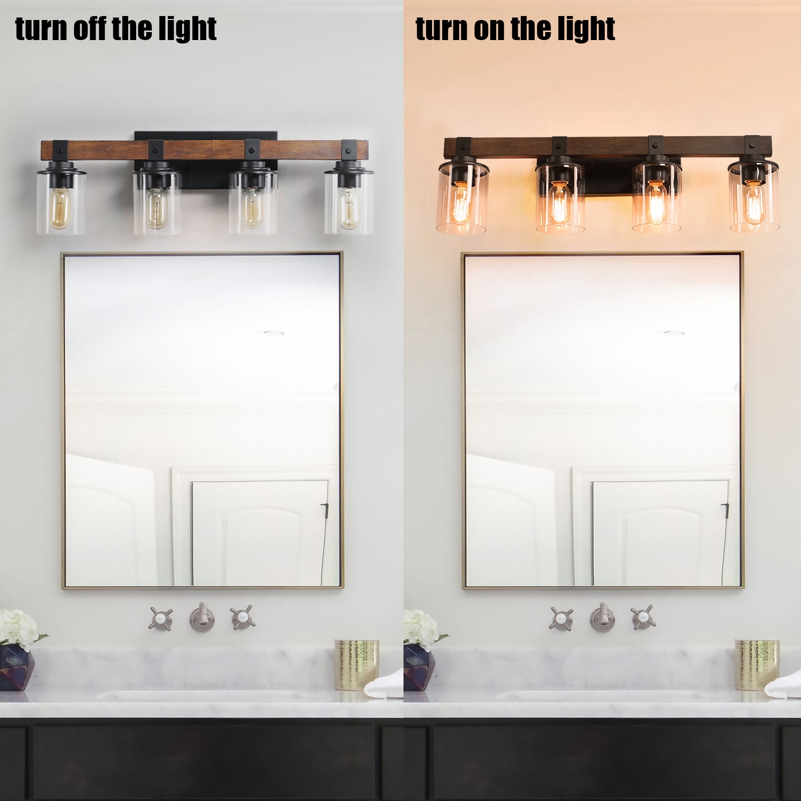 AAZJ Vanity Light 27.2-in 4 Light Multiple finishes Black Modern/contemporary Bathroom Vanity light - Image 9