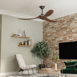 FUFU&GAGA 59.8-in Brown Covered Outdoor Ceiling Fan Without Light and Remote Control Included