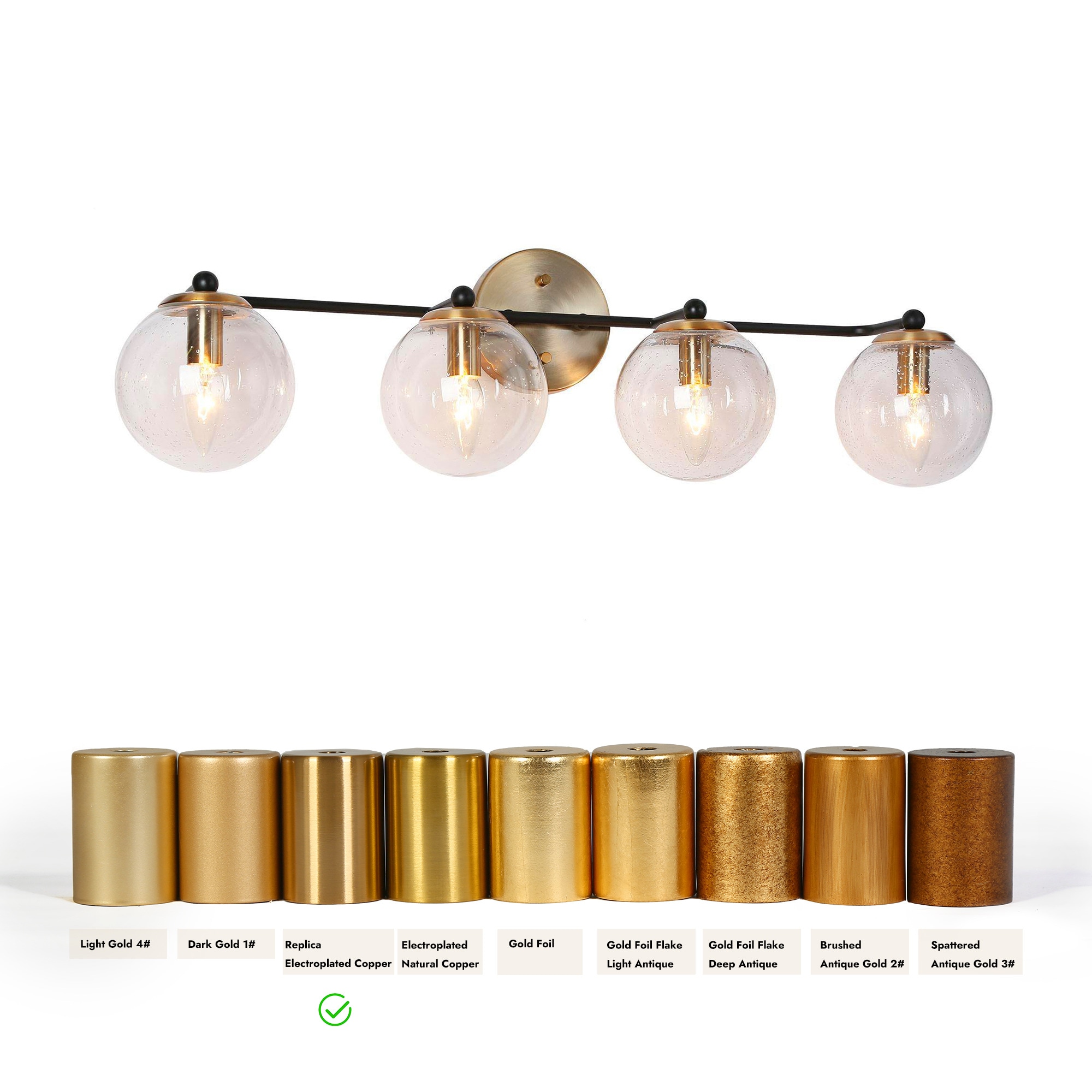 ZEVNI Medea 30-in 4 Light Satin Gold Transitional Bathroom Vanity light - Image 9
