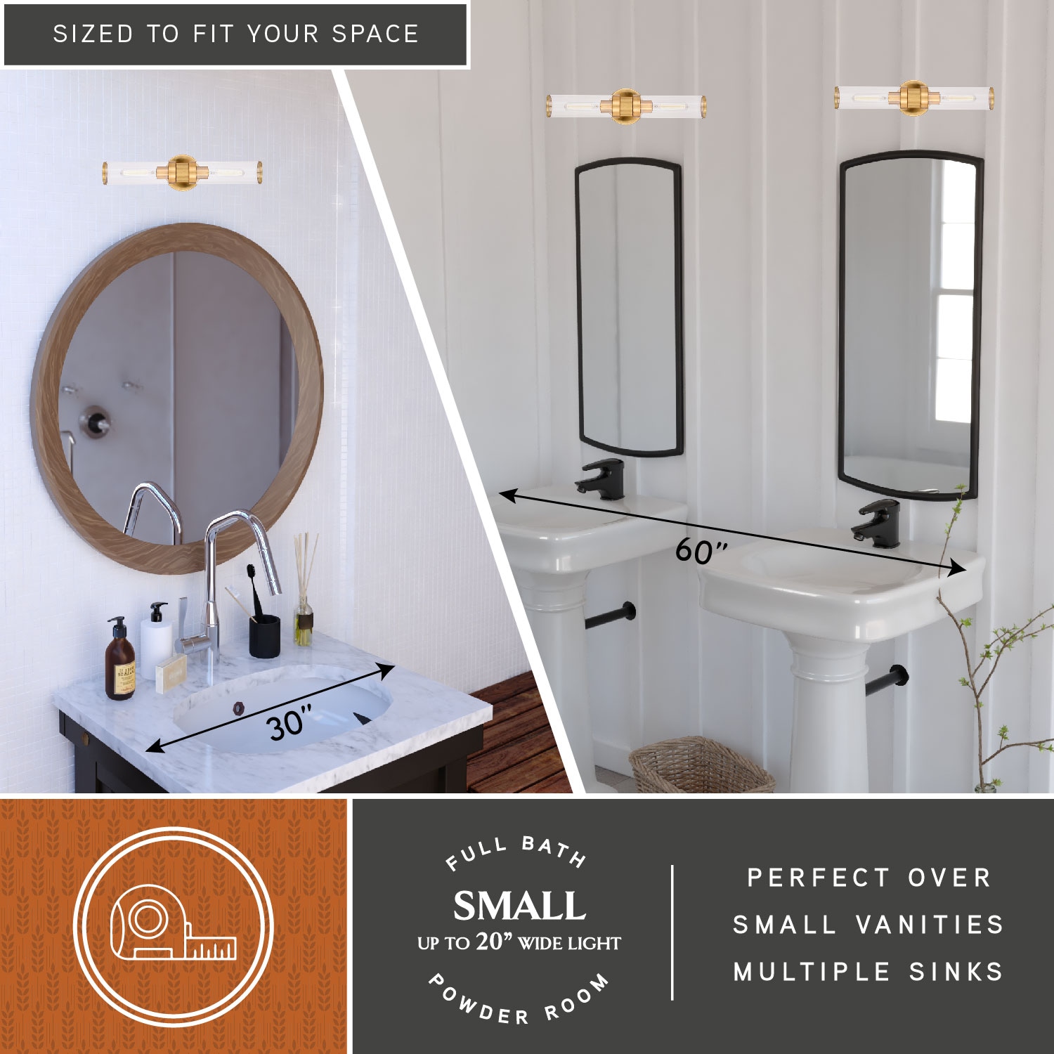 Cascadia Levitt 19.25-in 2 Light Satin Brass Modern/contemporary Bathroom Vanity light bar - Image 4