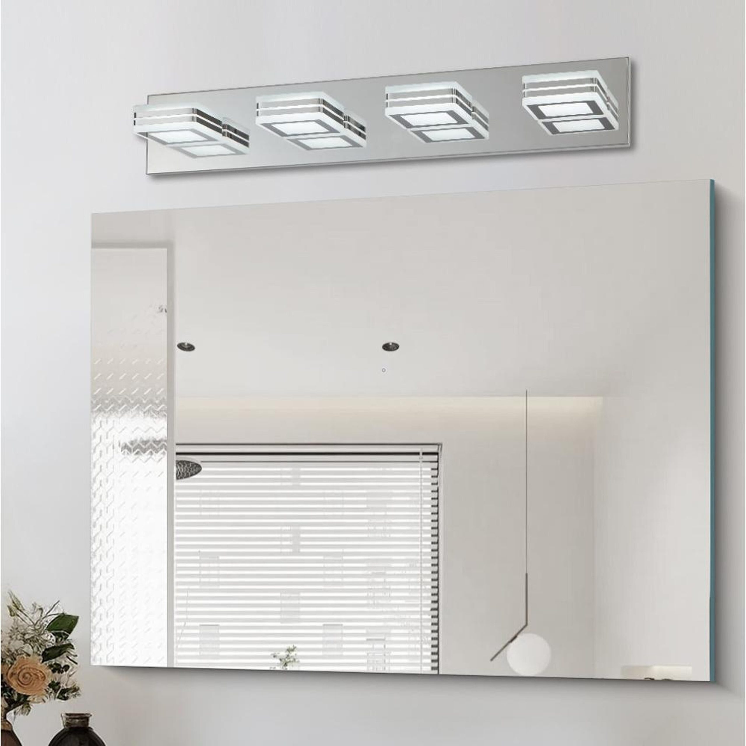 Bayfeve Rotatable LED Vanity Light 25.6-in 4 Light Gloss Chrome Integrated LED Modern/contemporary Bathroom Vanity light - Image 3