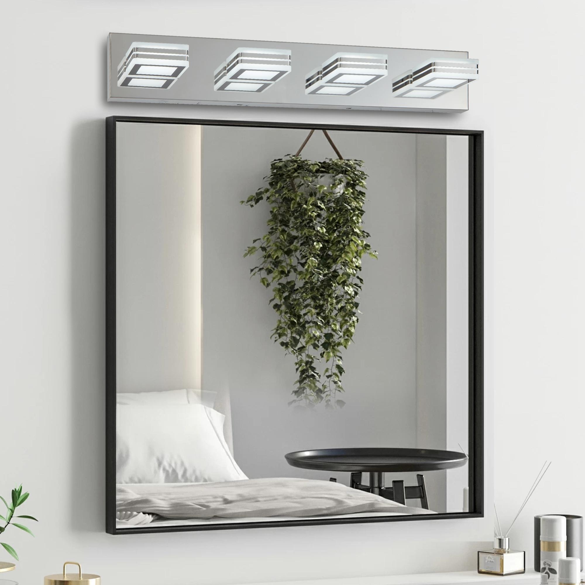 Bayfeve Rotatable LED Vanity Light 25.6-in 4 Light Gloss Chrome Integrated LED Modern/contemporary Bathroom Vanity light - Image 4