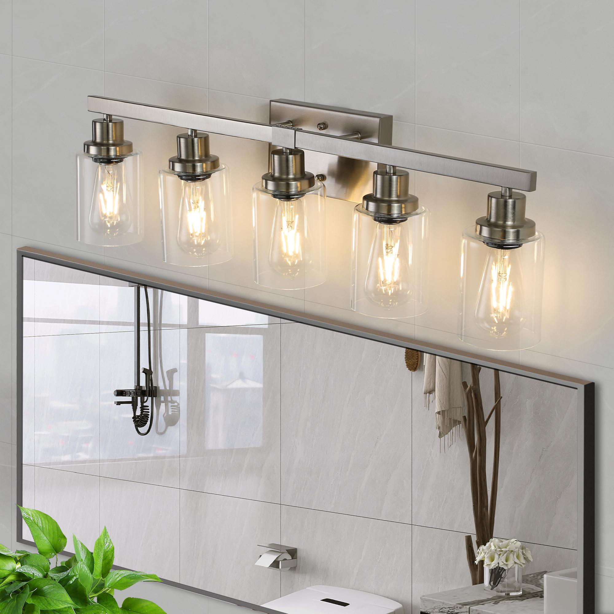 Bayfeve Retro Elegance 31.1-in 5 Light Brushed Nickel Vintage Bathroom Vanity light - Image 3