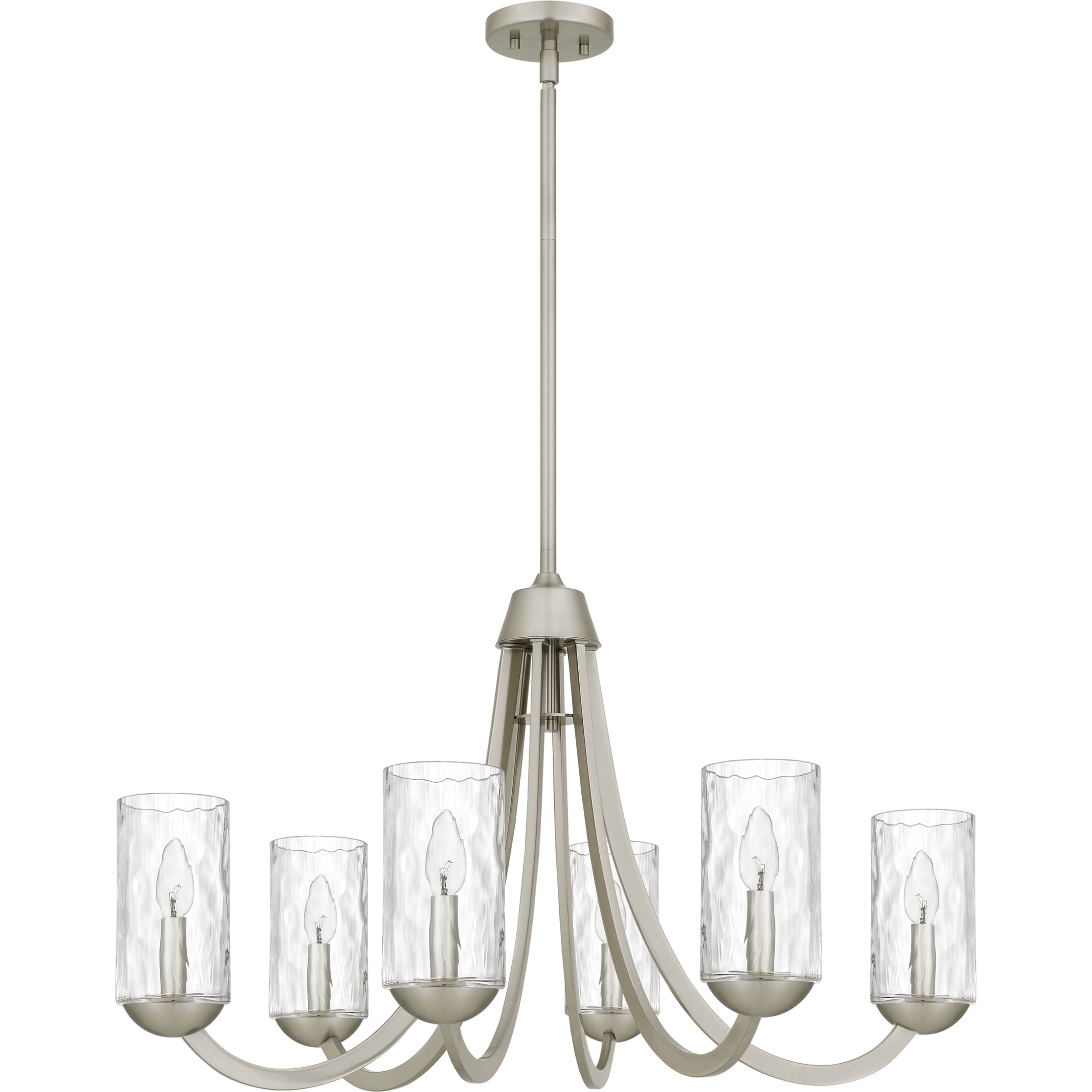 Quoizel Allard 6 -Light Brushed Nickel Textured glass Steel Chandelier - Image 6