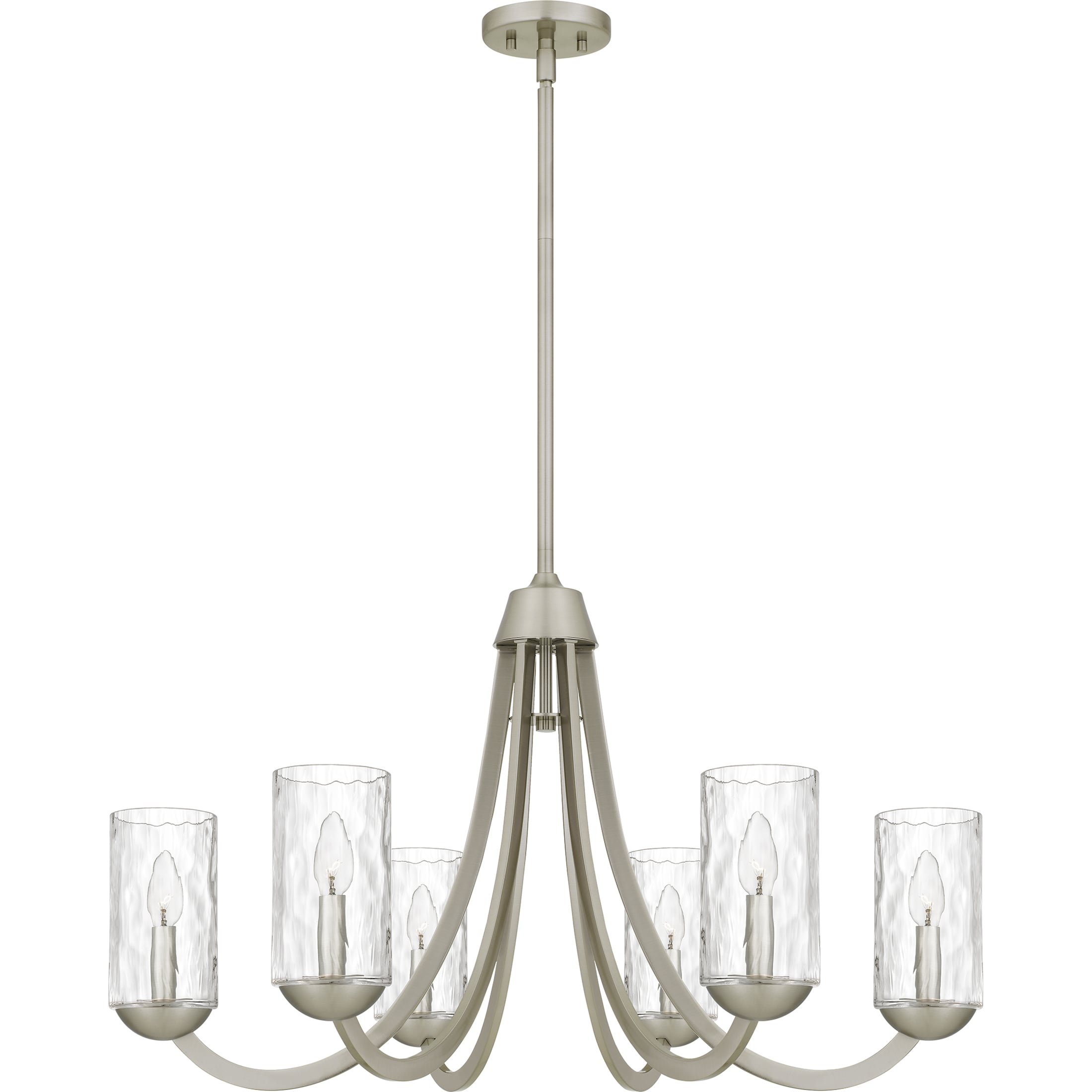 Quoizel Allard 6 -Light Brushed Nickel Textured glass Steel Chandelier - Image 7