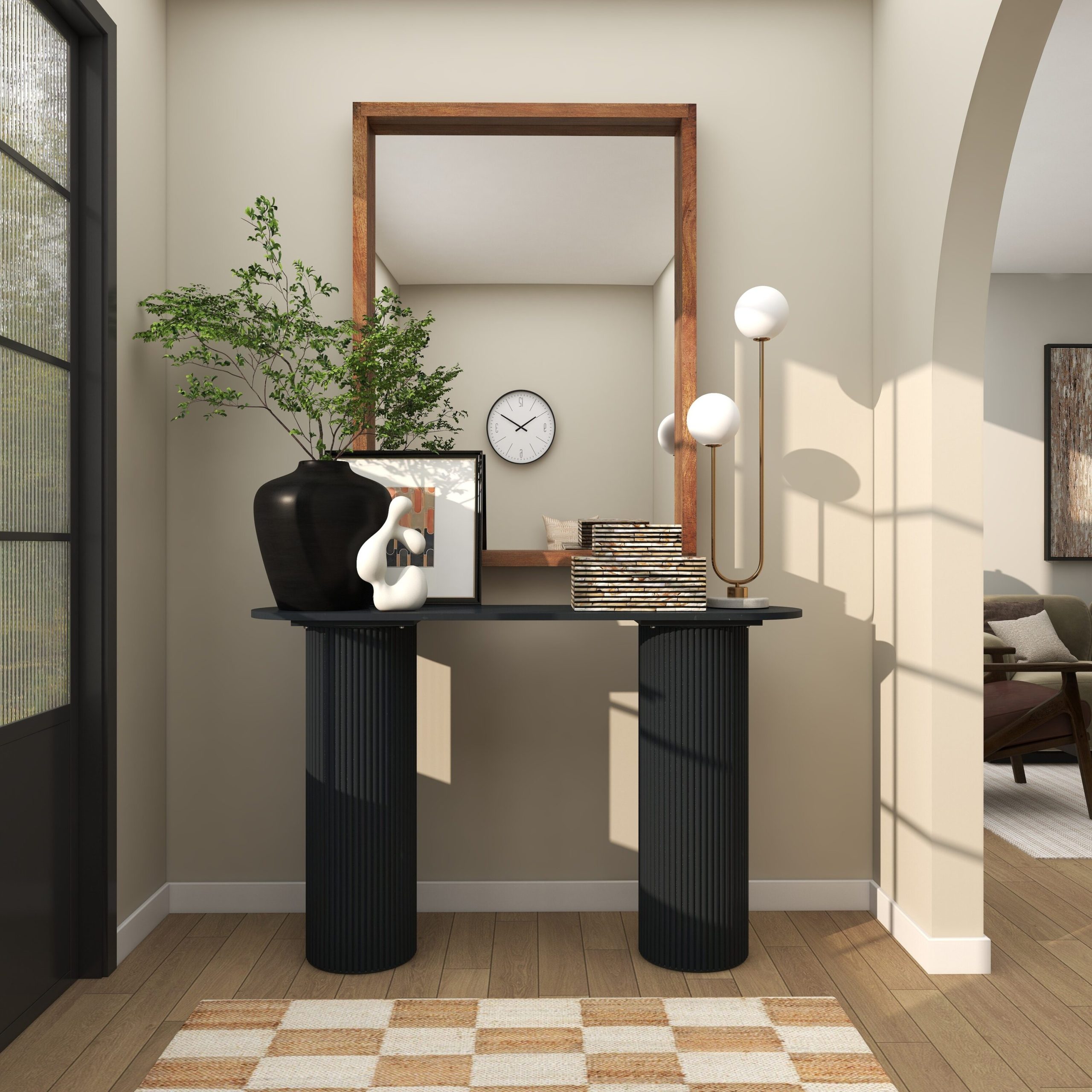 Grayson Lane Modern Oval Wood Black 52-in W x 32.6-in H Console table - Image 7