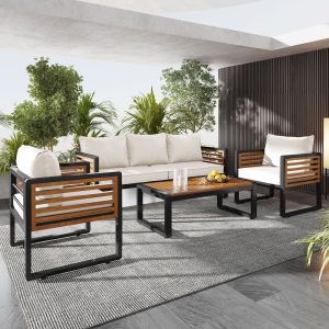Xspracer 4 -Piece White Patio Conversation Set