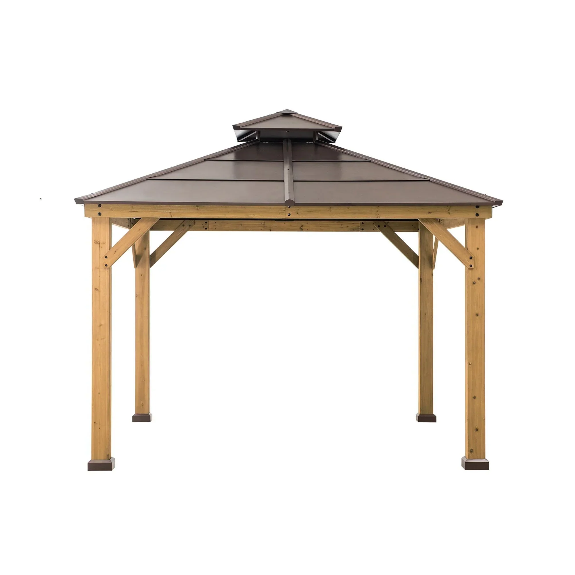10 ft. x 10 ft. Cedar Framed Gazebo with Steel 2-Tier Hip Roof Hardtop - Image 9