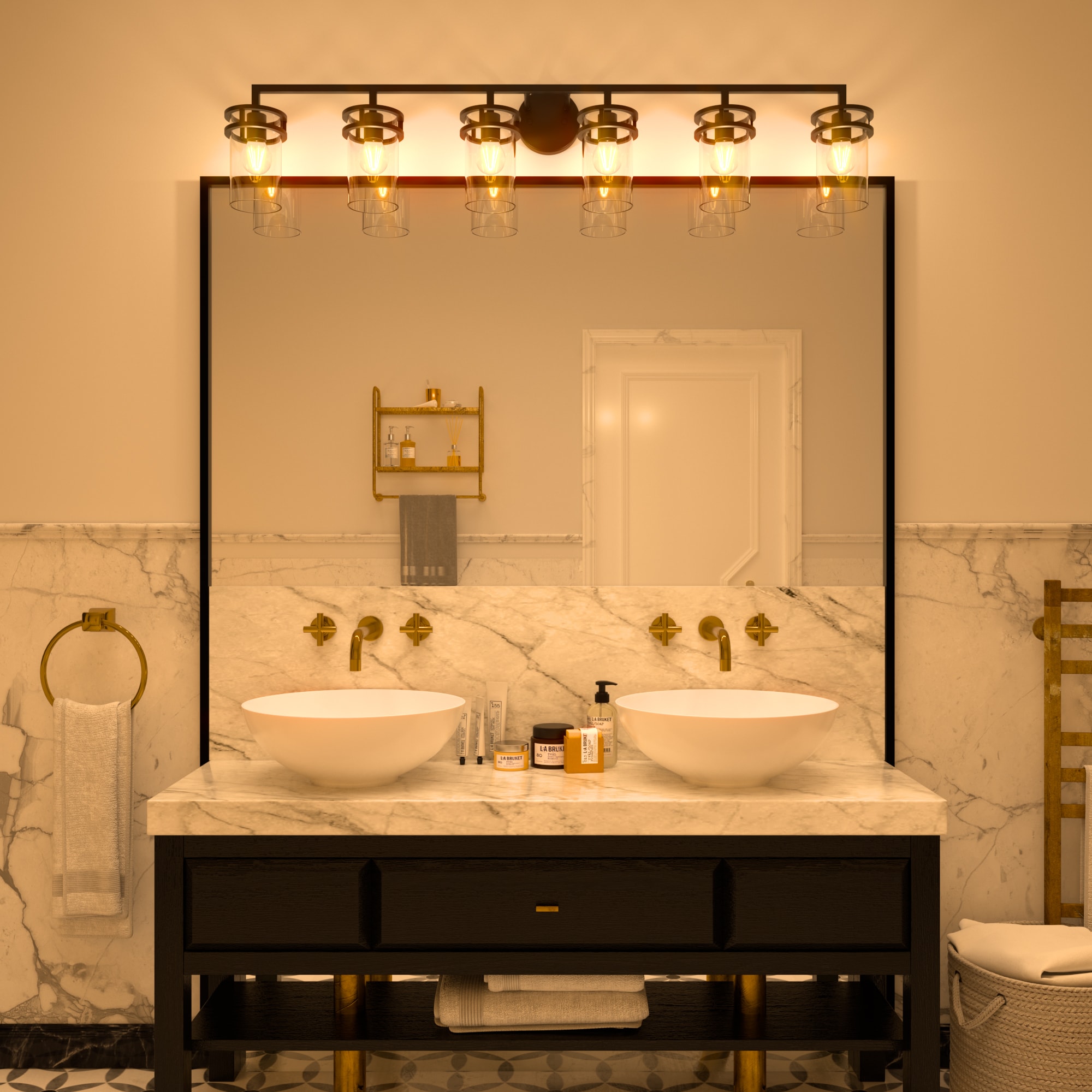 ACROMA Brielle 50-in 6 Light Matte Black Modern/contemporary Bathroom Vanity light - Image 5