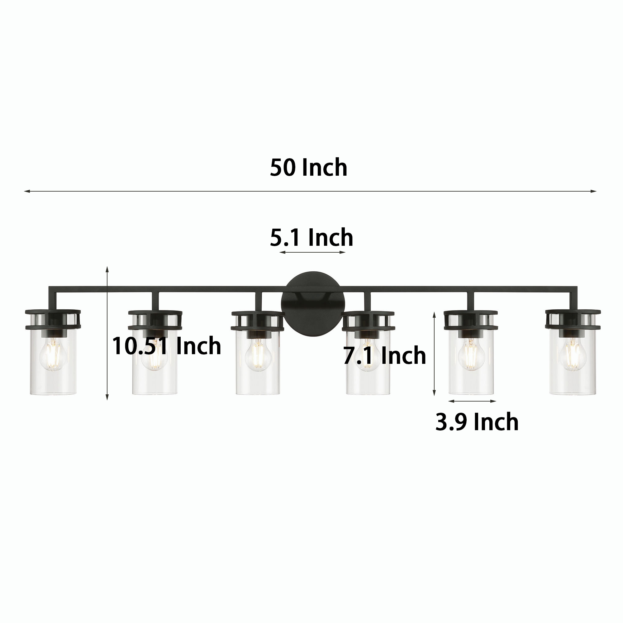 ACROMA Brielle 50-in 6 Light Matte Black Modern/contemporary Bathroom Vanity light - Image 7