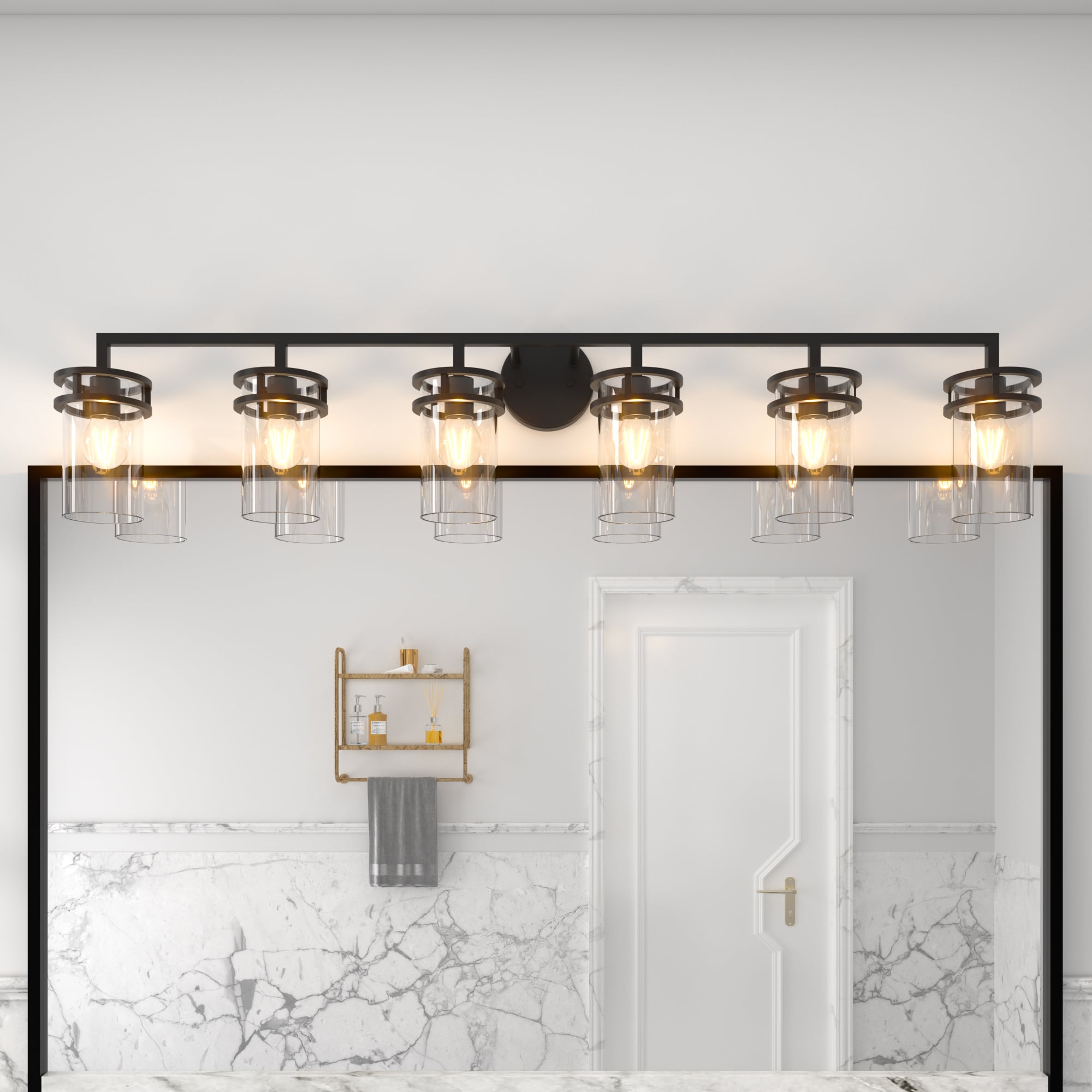 ACROMA Brielle 50-in 6 Light Matte Black Modern/contemporary Bathroom Vanity light - Image 4