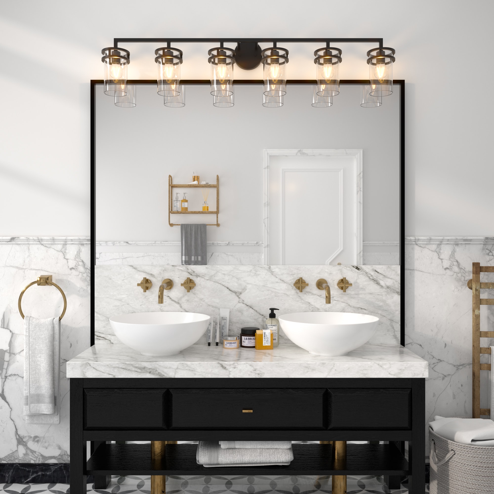 ACROMA Brielle 50-in 6 Light Matte Black Modern/contemporary Bathroom Vanity light - Image 3