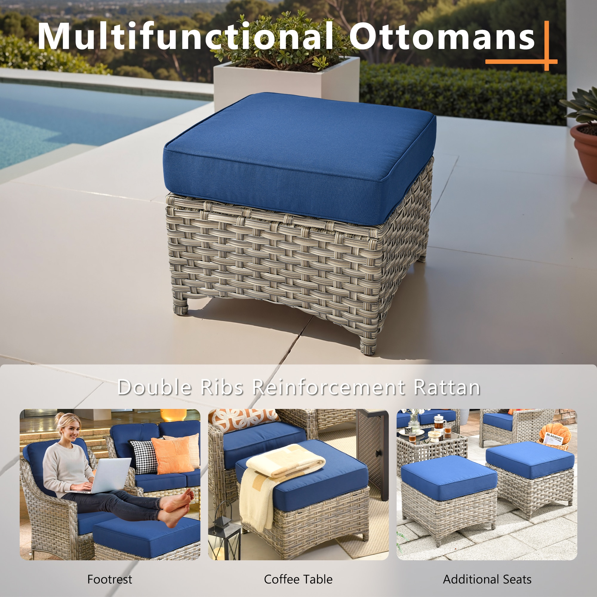 ALTRIGUS AL0PAD 10 -Piece Wicker Navy Patio Conversation Set - Image 6