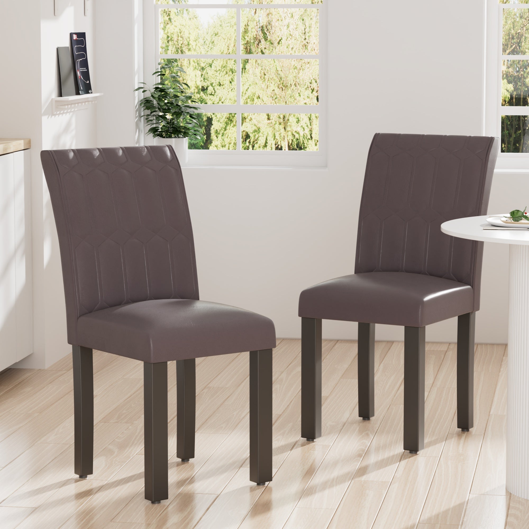 Vecelo Modern Dining Room Chairs Set Of 2 Upholstered Parsons Chair With High Back Accent Diner Side Chairs Leather Kitchen Chairs Solid Wood Legs For Dining Kitchen Living Room