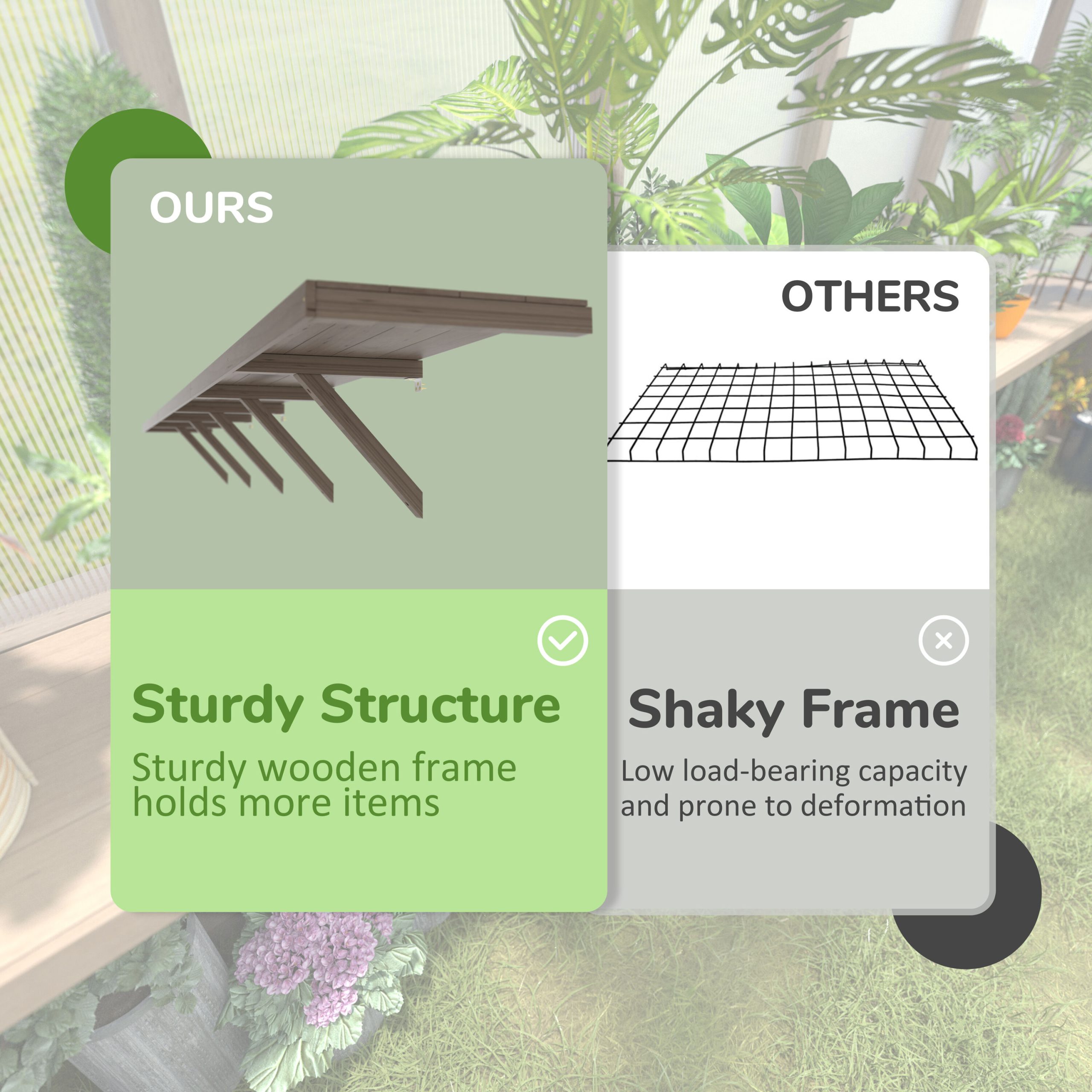 VEIKOUS Greenhouse Shelf Cedar Shelf - Image 5