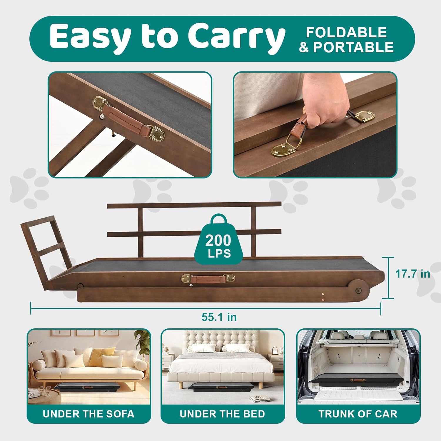 Esazn Foldable Brown Wood Cat Ramp - Image 3