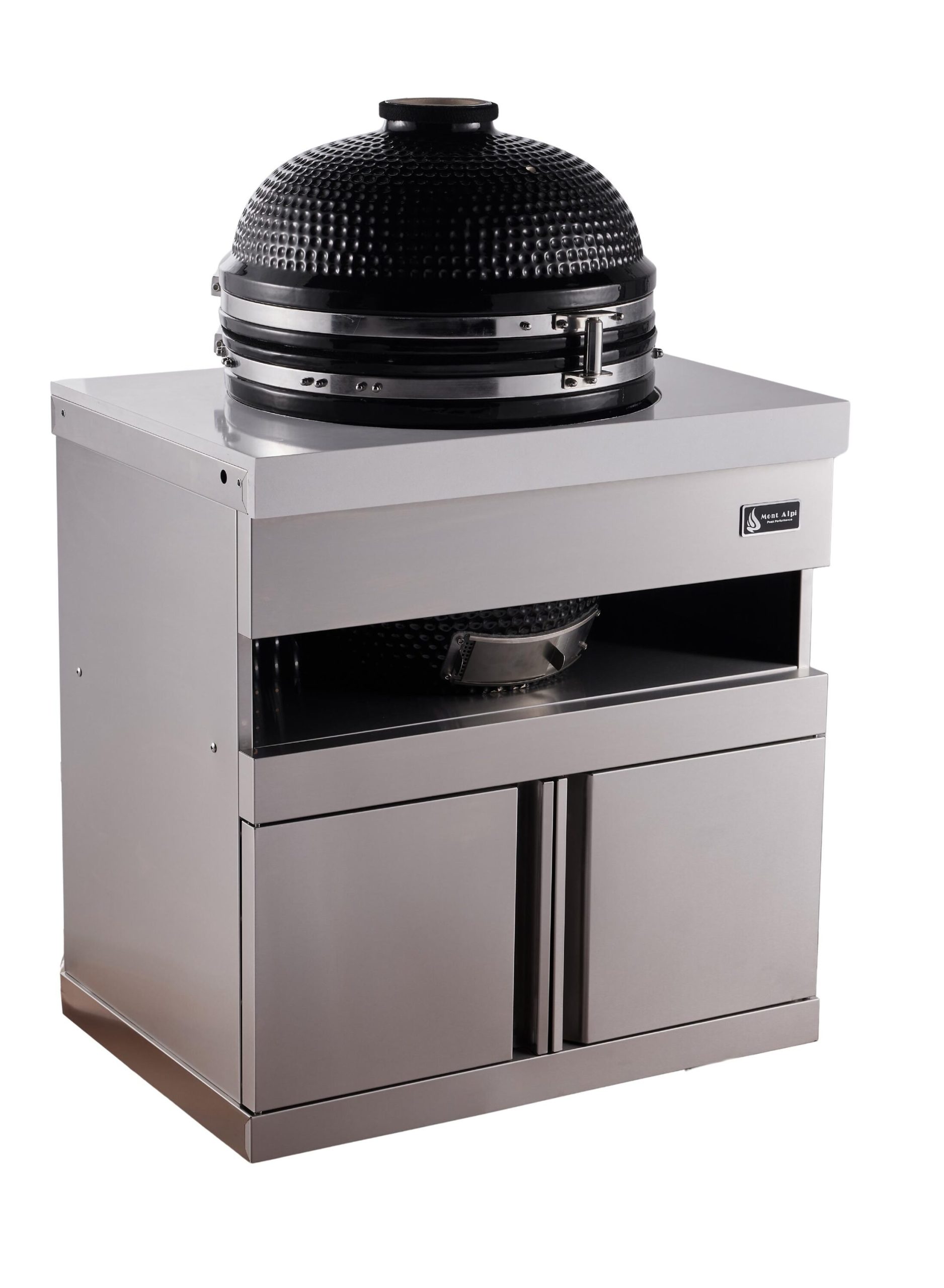 Mont Alpi Kamado Grill Module 32.75-in W Modular Outdoor Kitchen Kamado grill cabinet White / Stainless Steel - Image 8
