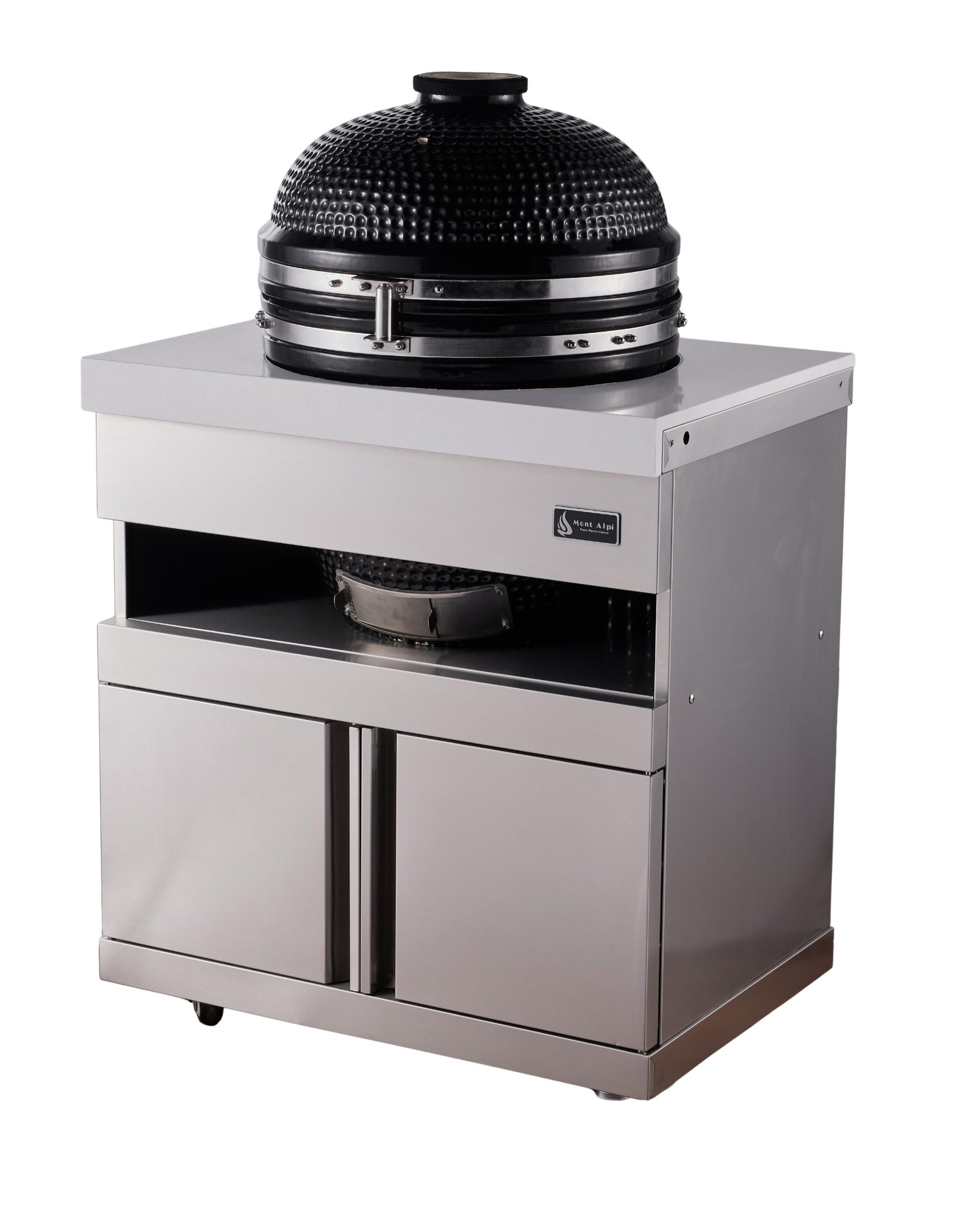 Mont Alpi Kamado Grill Module 32.75-in W Modular Outdoor Kitchen Kamado grill cabinet White / Stainless Steel - Image 7
