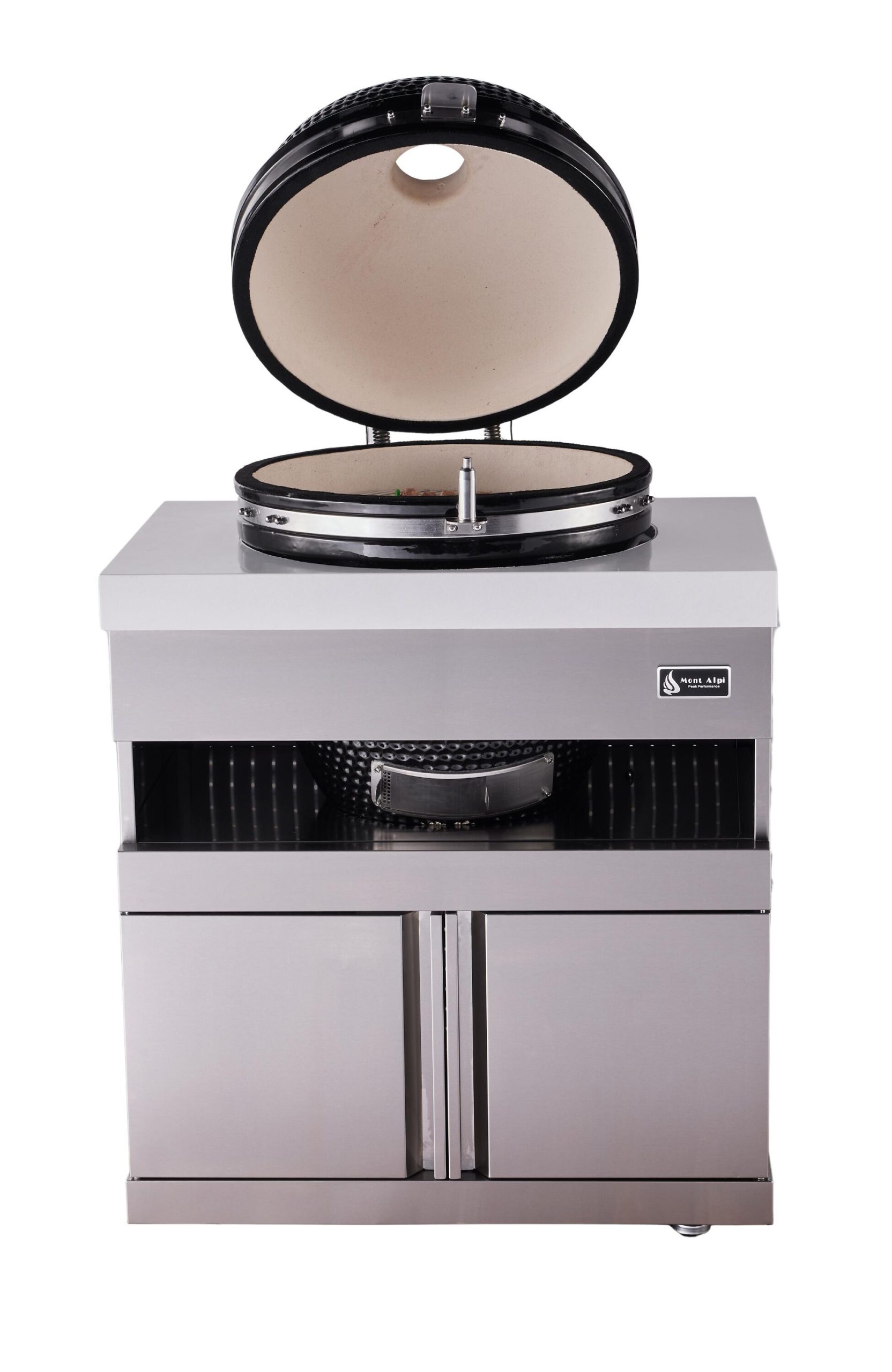 Mont Alpi Kamado Grill Module 32.75-in W Modular Outdoor Kitchen Kamado grill cabinet White / Stainless Steel - Image 9