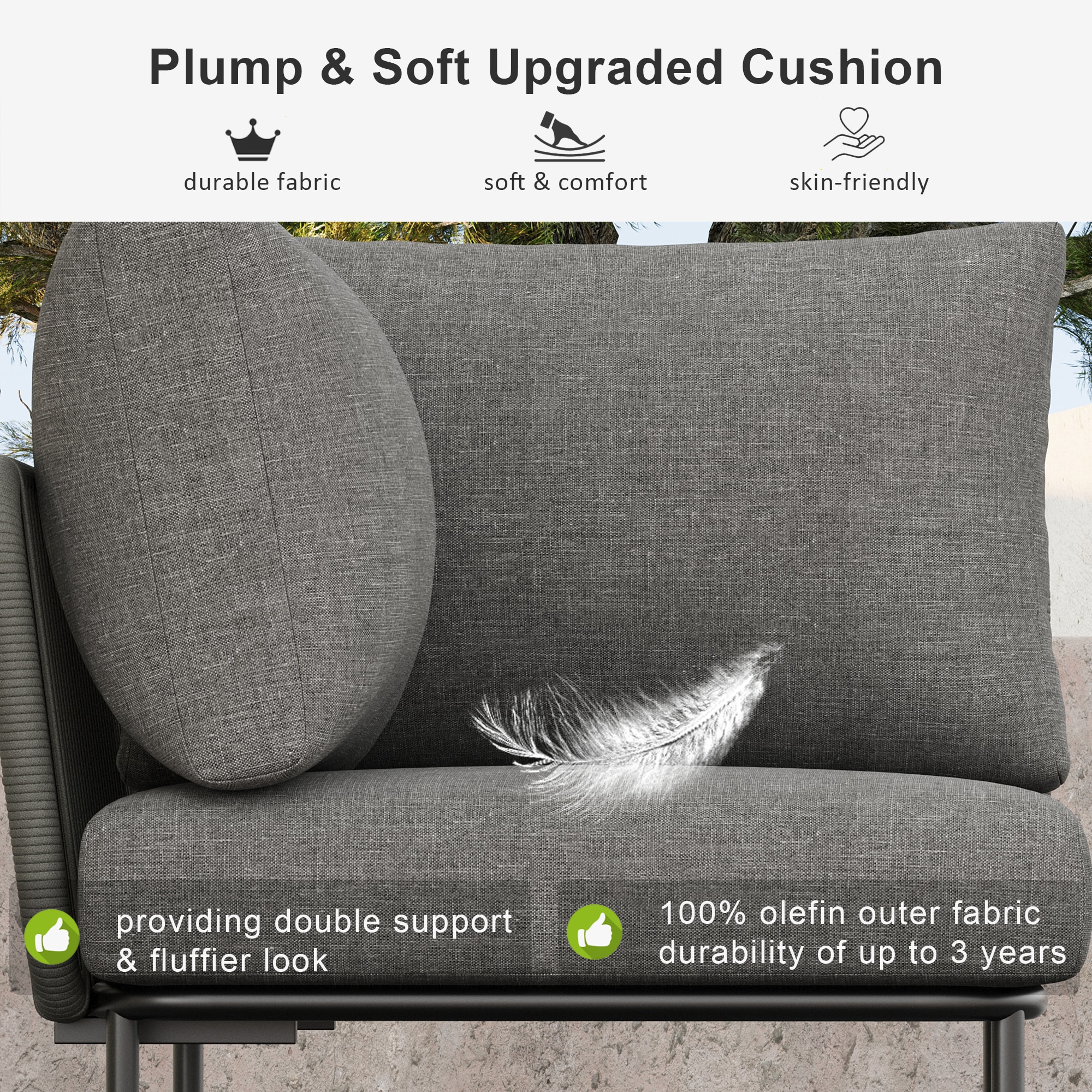 LayinSun 9 -Piece Outdoor Wicker Rope Modular Sectional Sofa Set with Coffee Table - Image 4