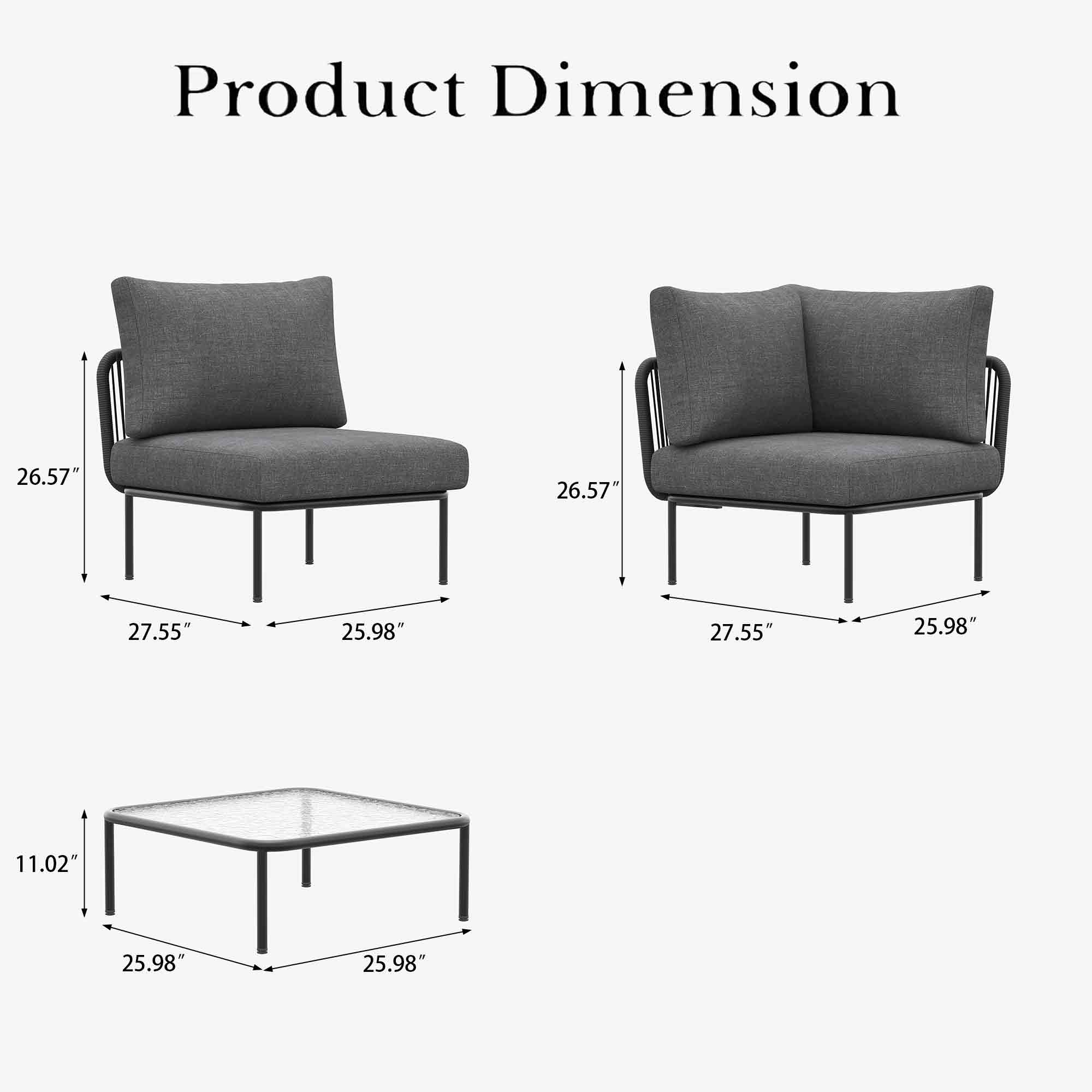 LayinSun 9 -Piece Outdoor Wicker Rope Modular Sectional Sofa Set with Coffee Table - Image 7