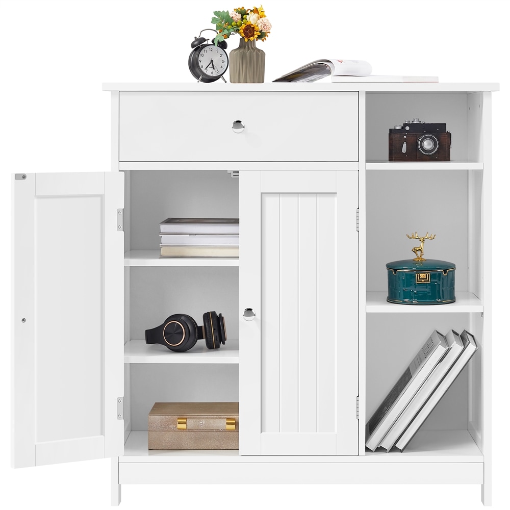 Yaheetech 31.5-in H White Bathroom Floor Cabinet with Drawer and Adjustable Shelves - Image 5