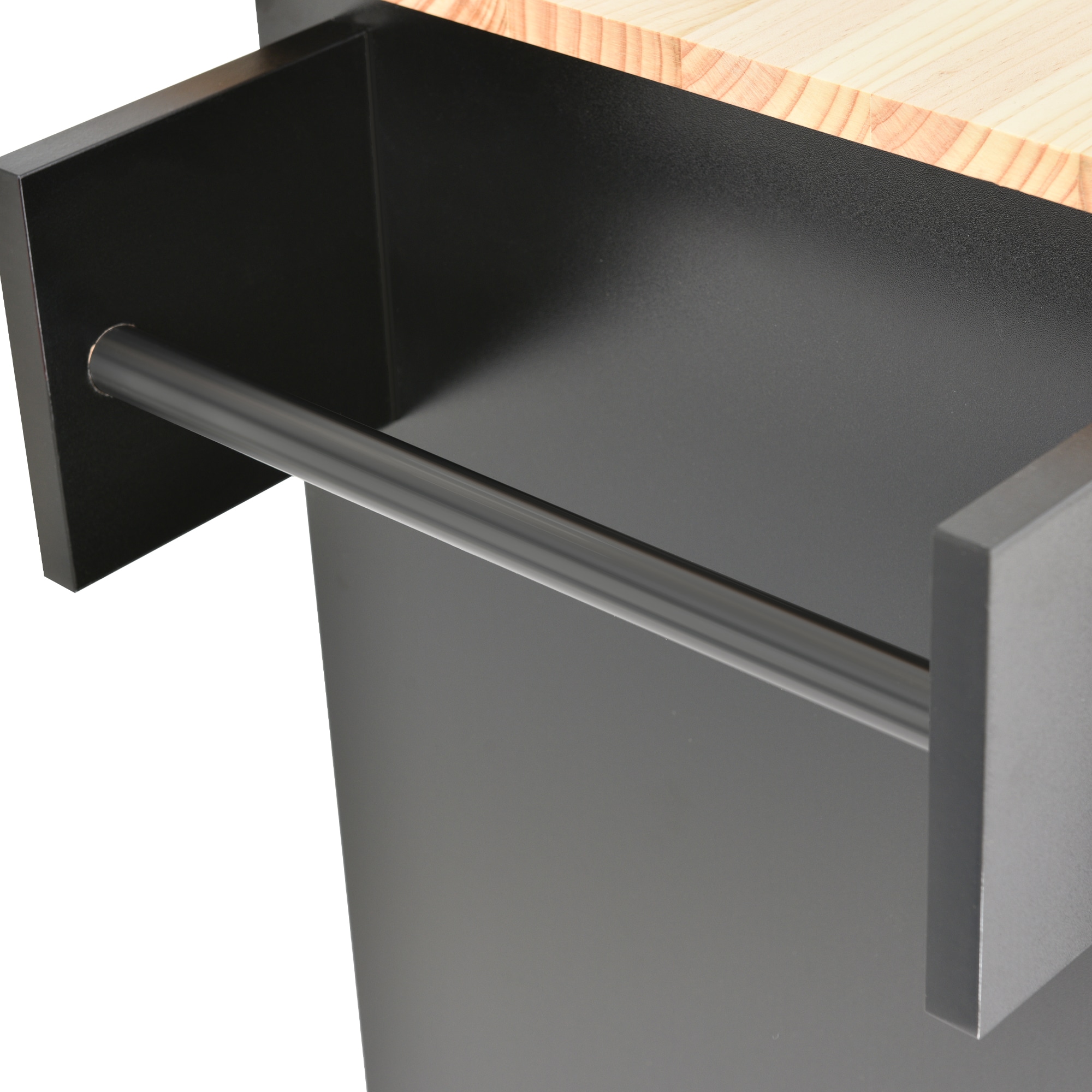 Tatayosi Rolling Mobile Kitchen Island with Solid Wood Top and Locking Wheels Storage Cabinet and Drop Leaf Breakfast BarSpice Rack Towel Rack Drawer (Black) - Image 18