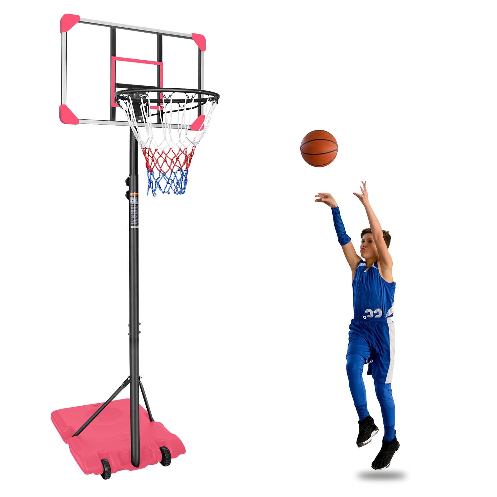 LOVMOR Portable Basketball Goal 67ft 28 Backboard Wheels Teens Youth Indoor Outdoor - Image 4