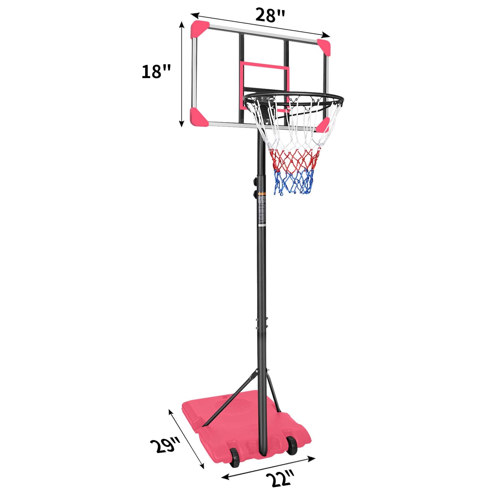 LOVMOR Portable Basketball Goal 67ft 28 Backboard Wheels Teens Youth Indoor Outdoor - Image 5