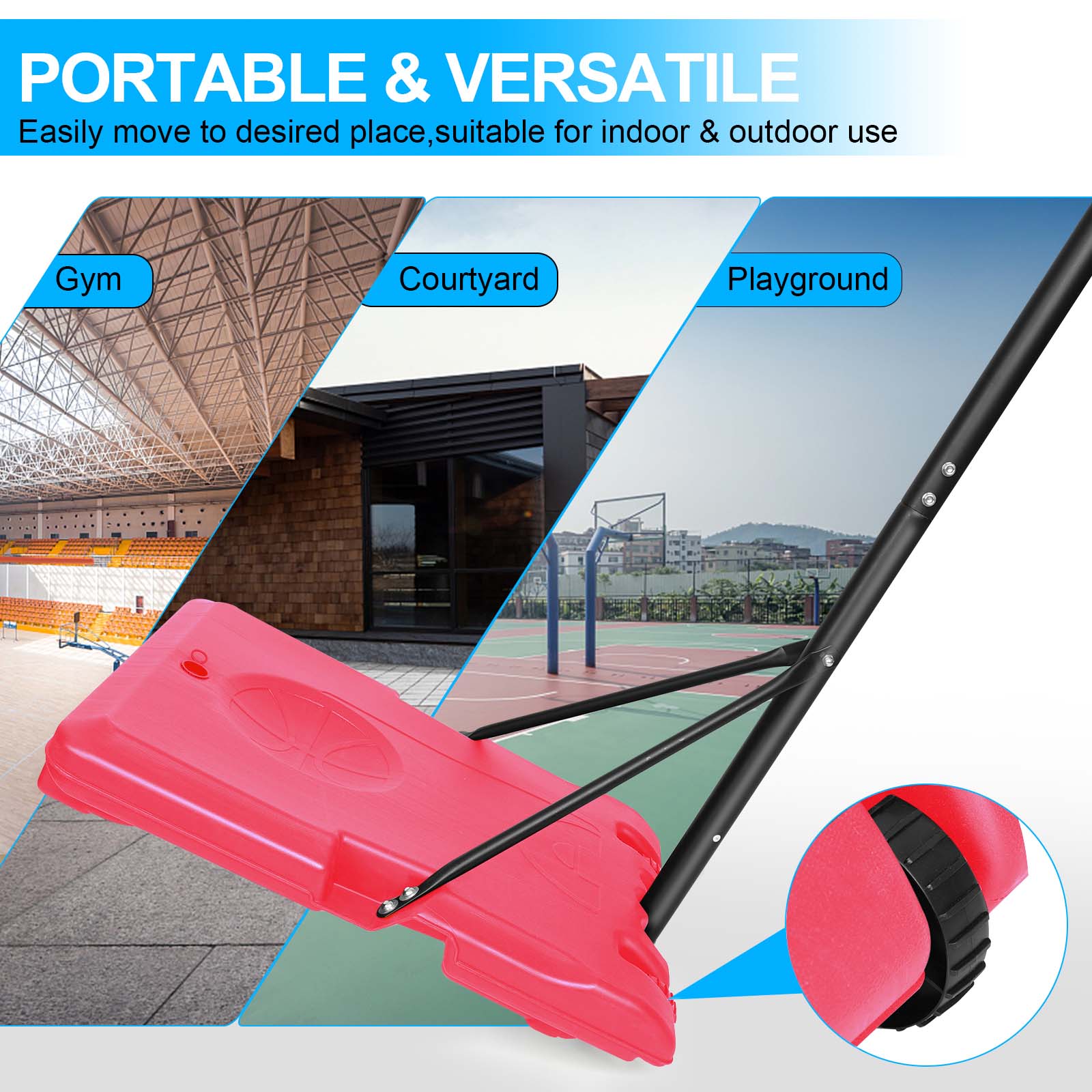 LOVMOR Portable Basketball Goal 67ft 28 Backboard Wheels Teens Youth Indoor Outdoor - Image 8