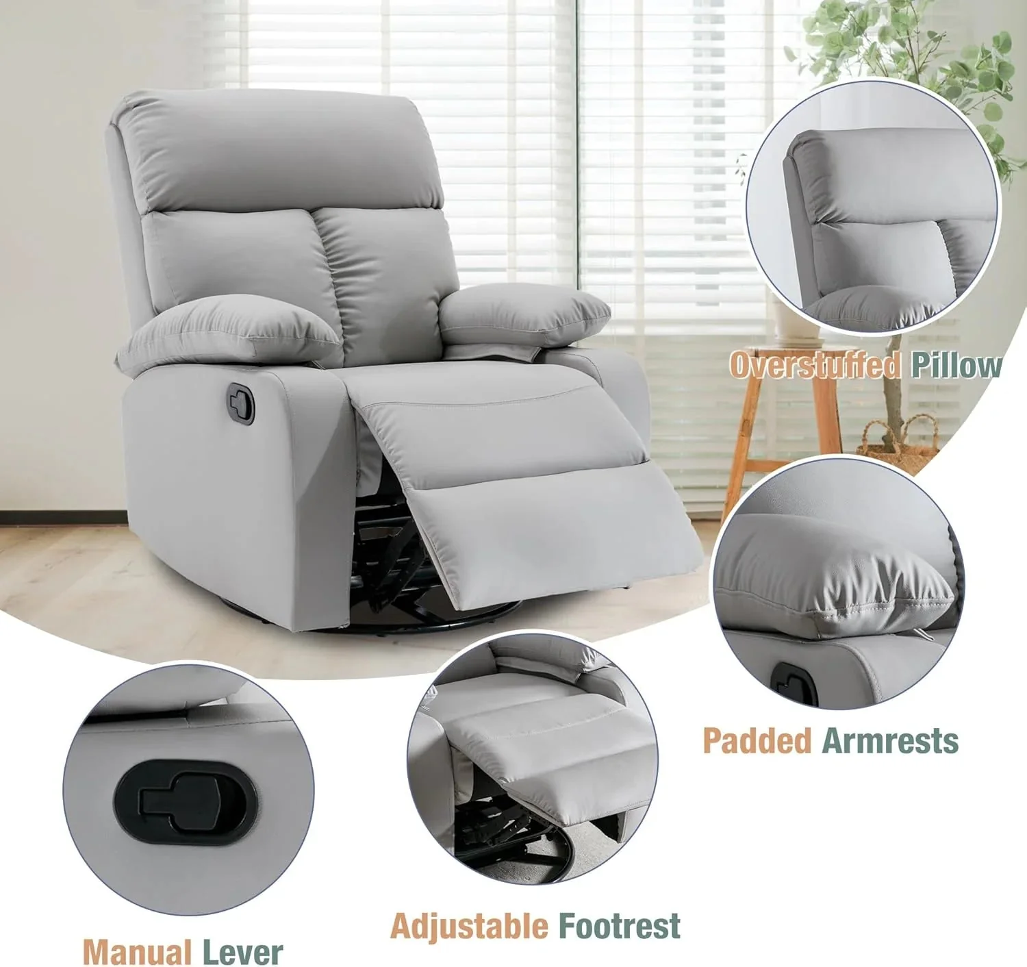 Small Swivel Rocker Recliner Chair for Compact Spaces - Image 50