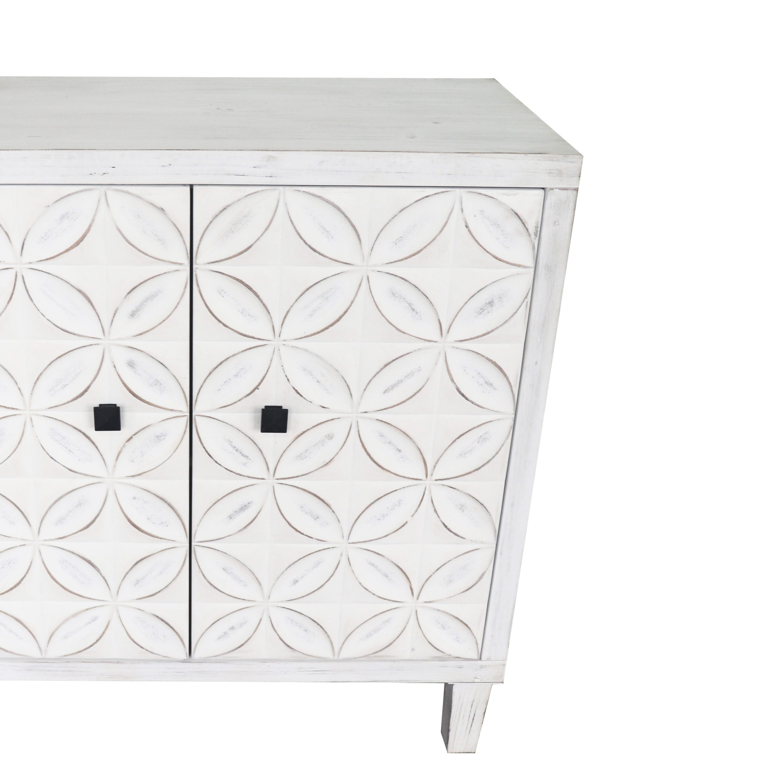 GDFStudio Accent Cabinet 4 Door Wooden Cabinet Sideboard Buffet Server Cabinet Storage Cabinet For Living Room Entryway Hallway office Kitchen and Dining Room White Wash - Image 7