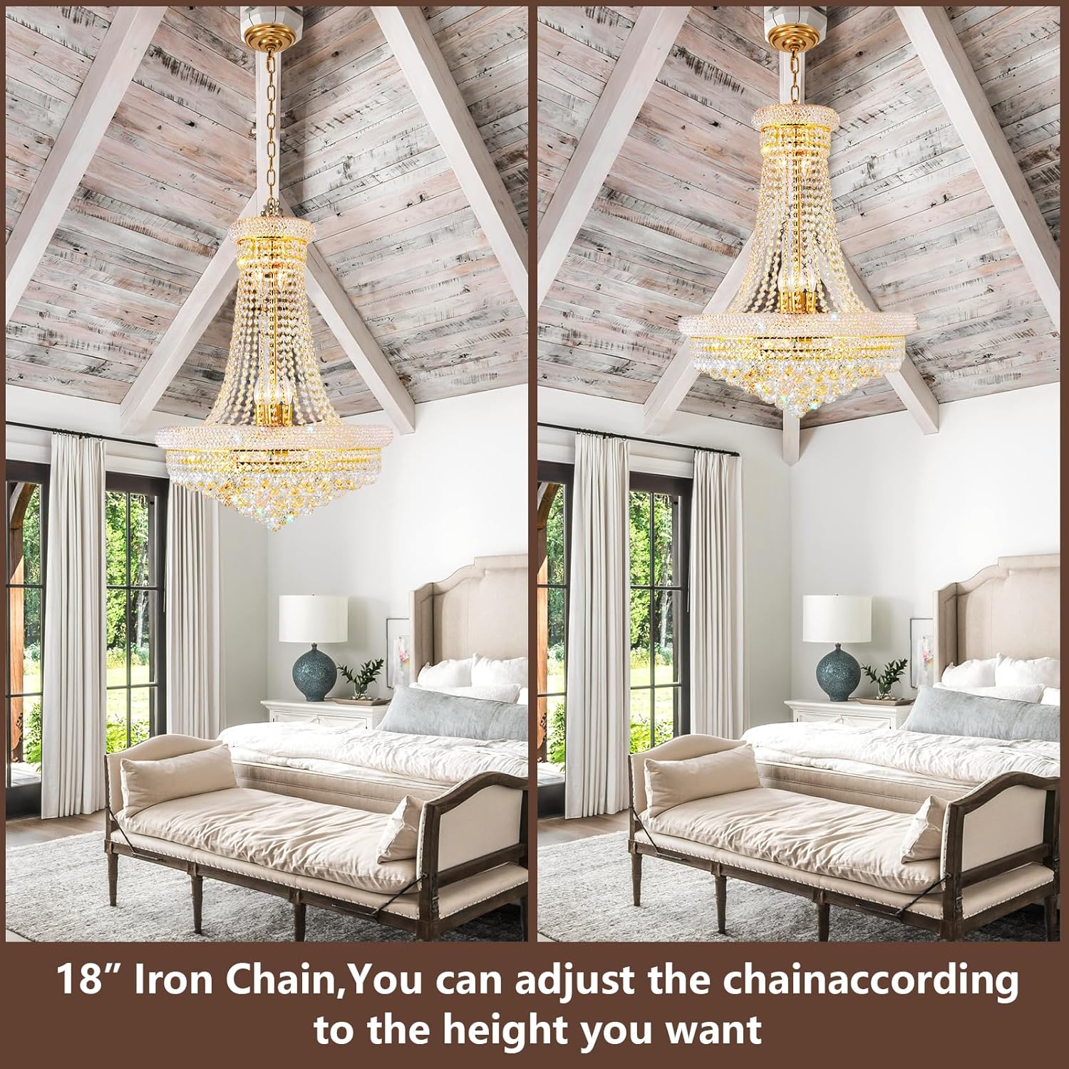 EFPERFECT 13 Light Gold Crystal Chandelier French Empire Style with K9 Crystals for Rooms - Image 5