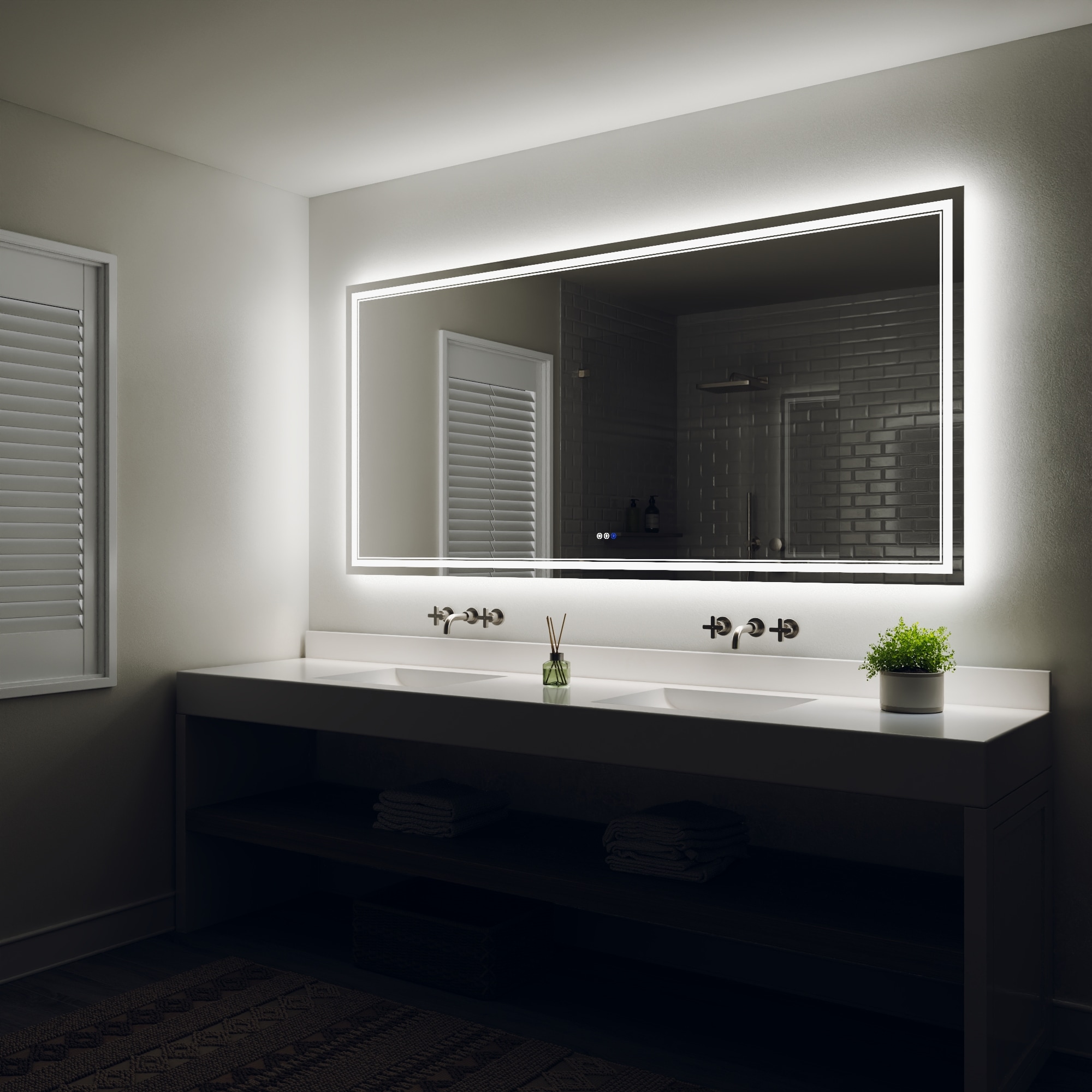 ES-DIY EIRA LED Bathroom Mirror 84-in x 40-in Polished Frameless Rectangle Dimmable LED Lighted Fog Free Bathroom Vanity Mirror ( White ) - Image 14