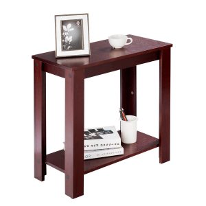 Boyel Living 2 Tier Brown Modern Compact End Table with Storage Shelf