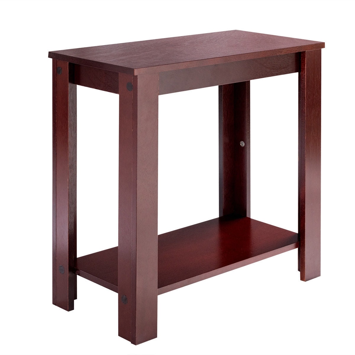 Boyel Living 2 Tier Brown Modern Compact End Table with Storage Shelf - Image 8