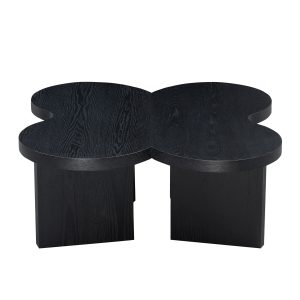 Bybafun Corner MDF Black 31.49-in W x 13.77-in H Coffee Table