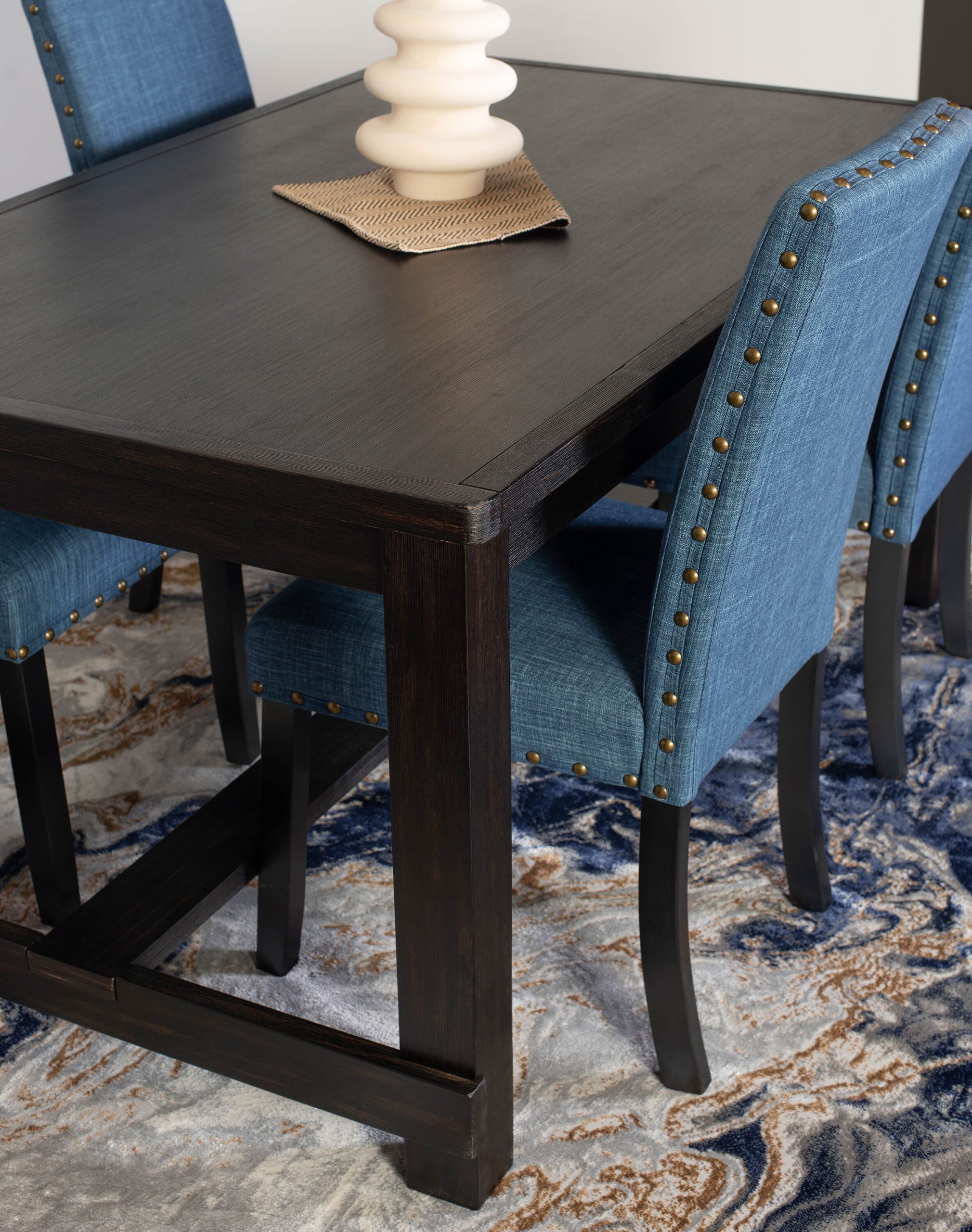 Roundhill Furniture Muzzi Blue Contemporary/Modern Dining Room Set with Rectangular Table ( Seats 4 ) - Image 4