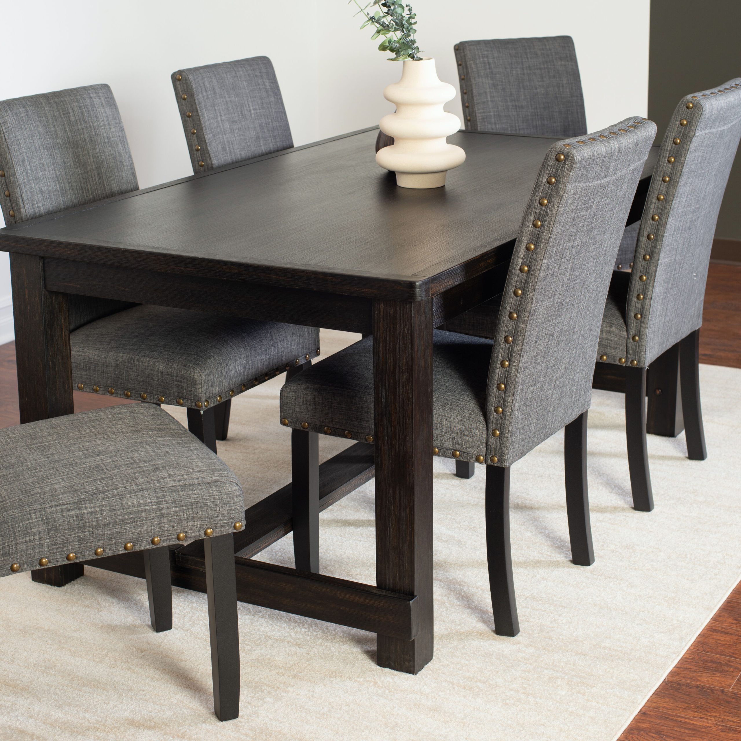 Roundhill Furniture Muzzi Grey Contemporary/Modern Dining Room Set with Rectangular Table ( Seats 6 ) - Image 4