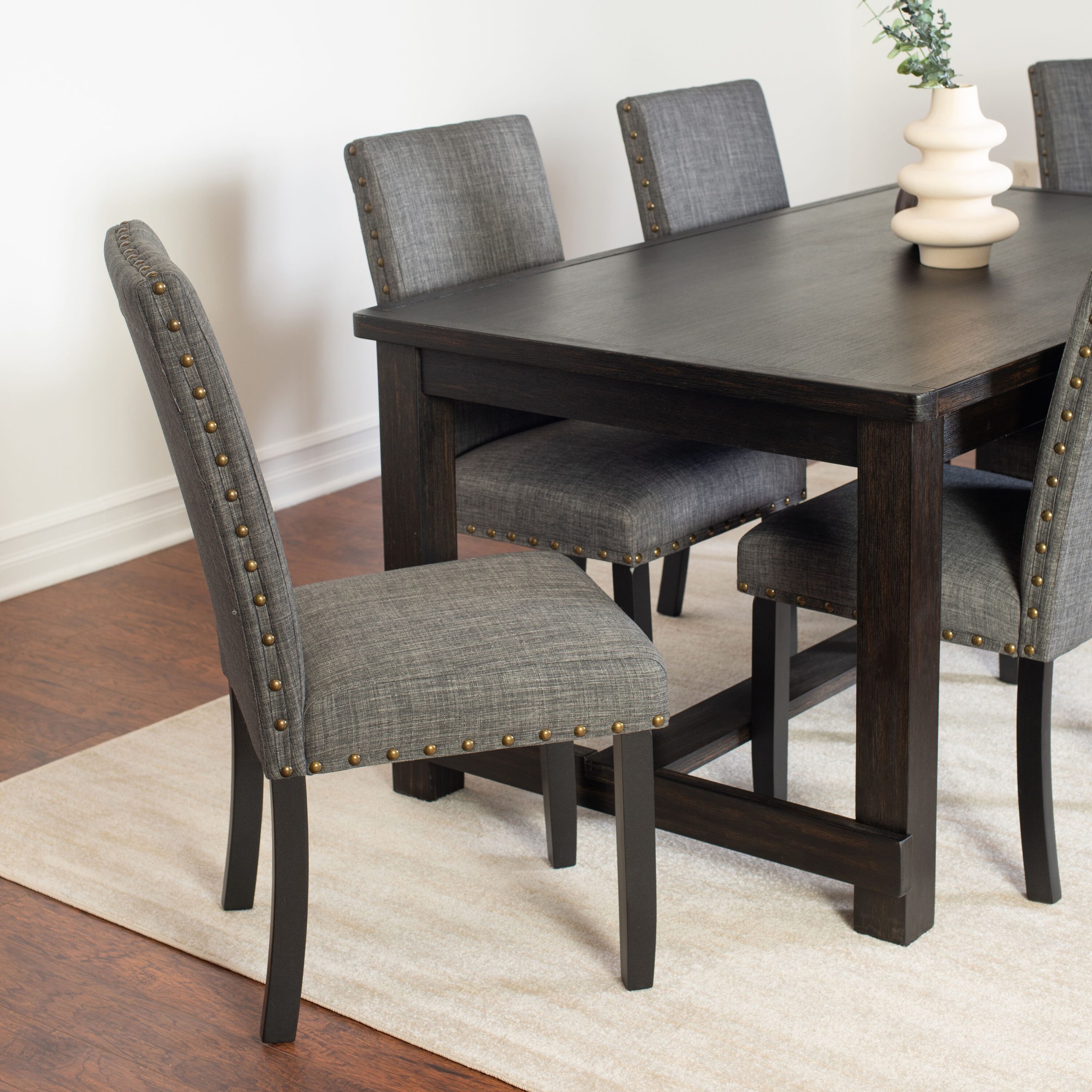 Roundhill Furniture Muzzi Grey Contemporary/Modern Dining Room Set with Rectangular Table ( Seats 6 ) - Image 3