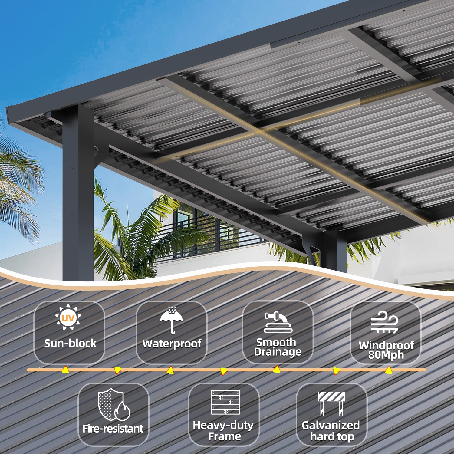 AECOJOY 12'x10' Pergola Hardtop Outdoor Gazebo - Image 5