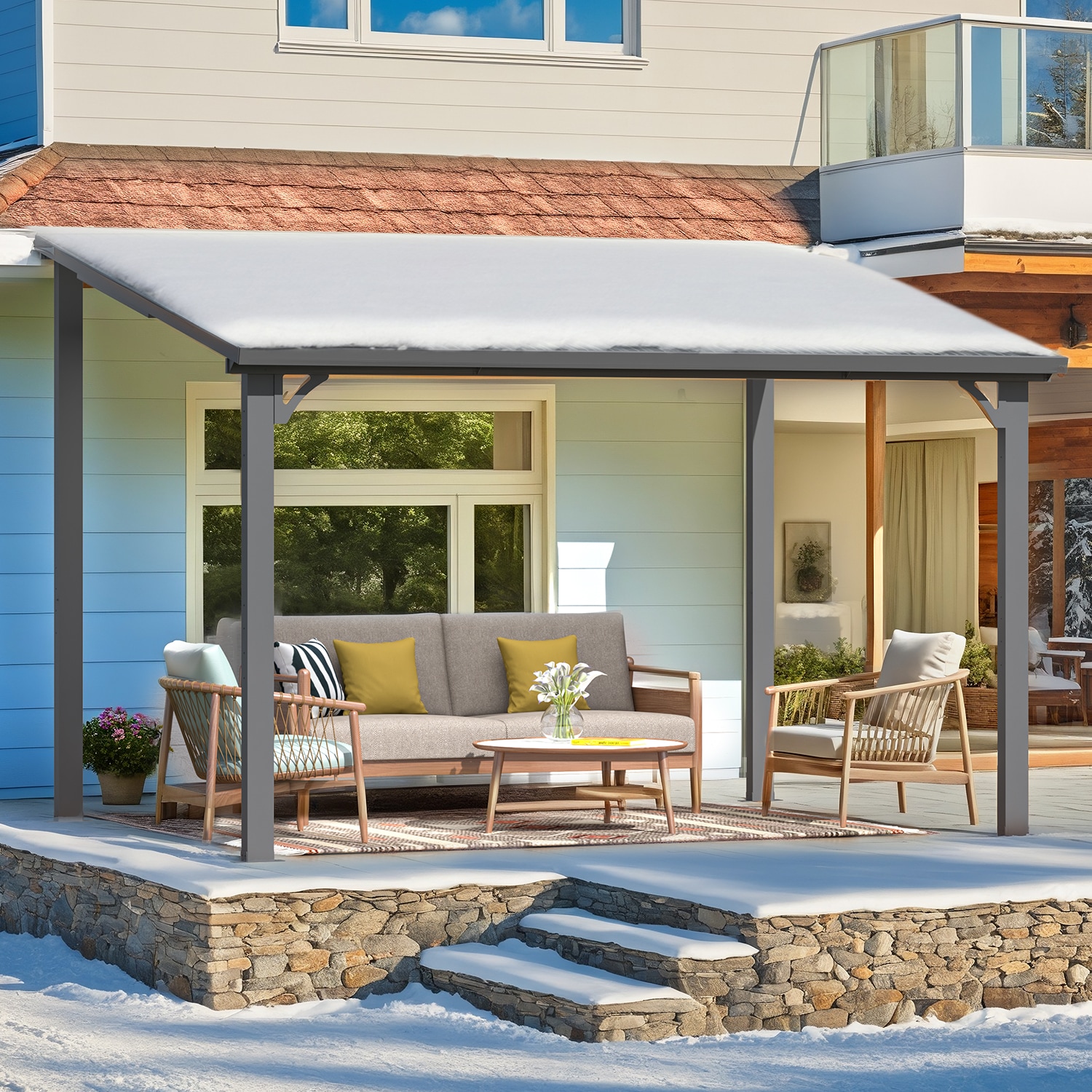AECOJOY 12'x8' Pergola Hardtop Outdoor Gazebo - Image 5